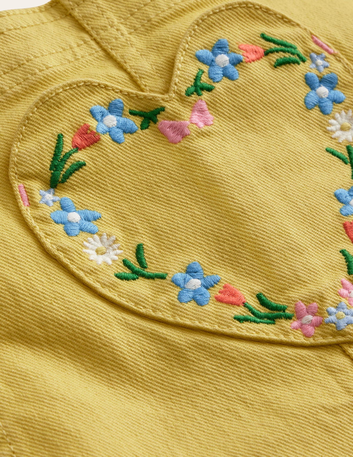 Heart Pocket Short Overalls-Spring Yellow - Image 3