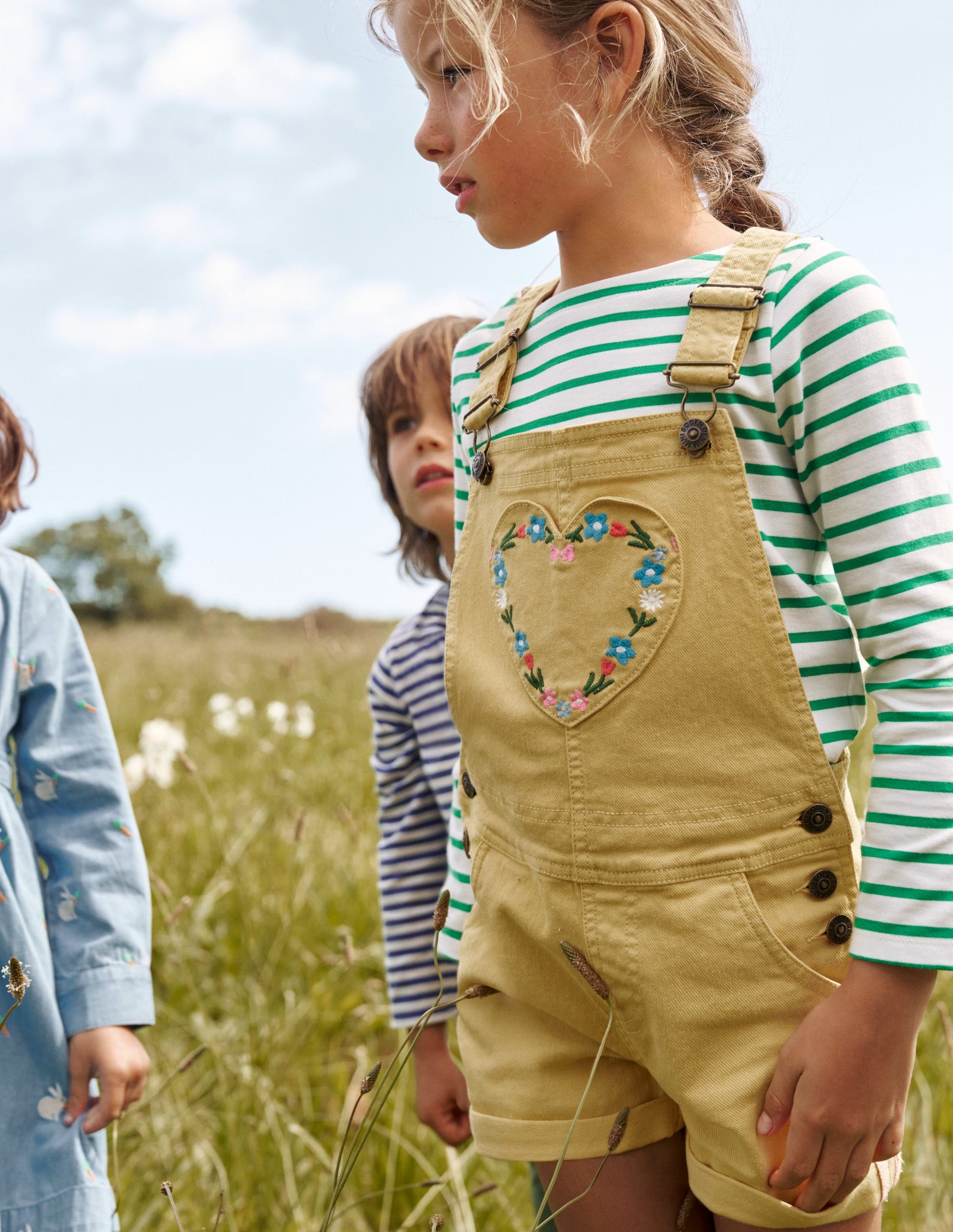 Heart Pocket Short Overalls-Spring Yellow-4