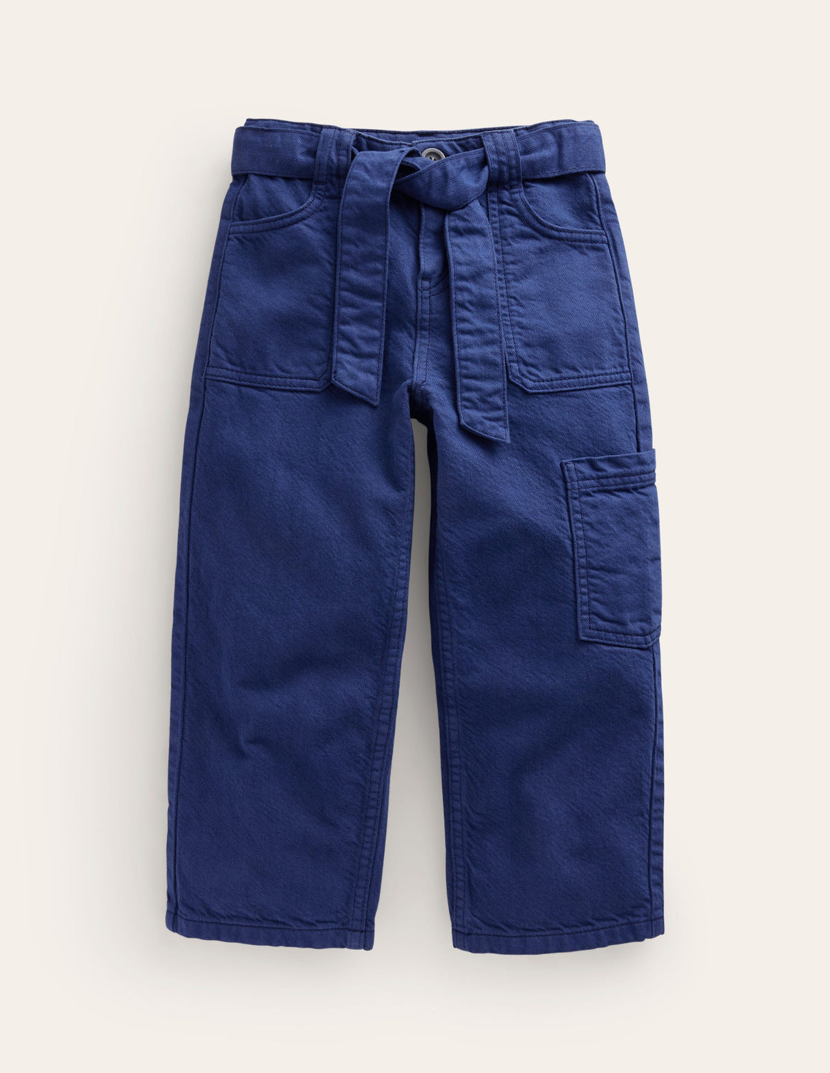 Tie Waist Cargo Pants-College Navy-1