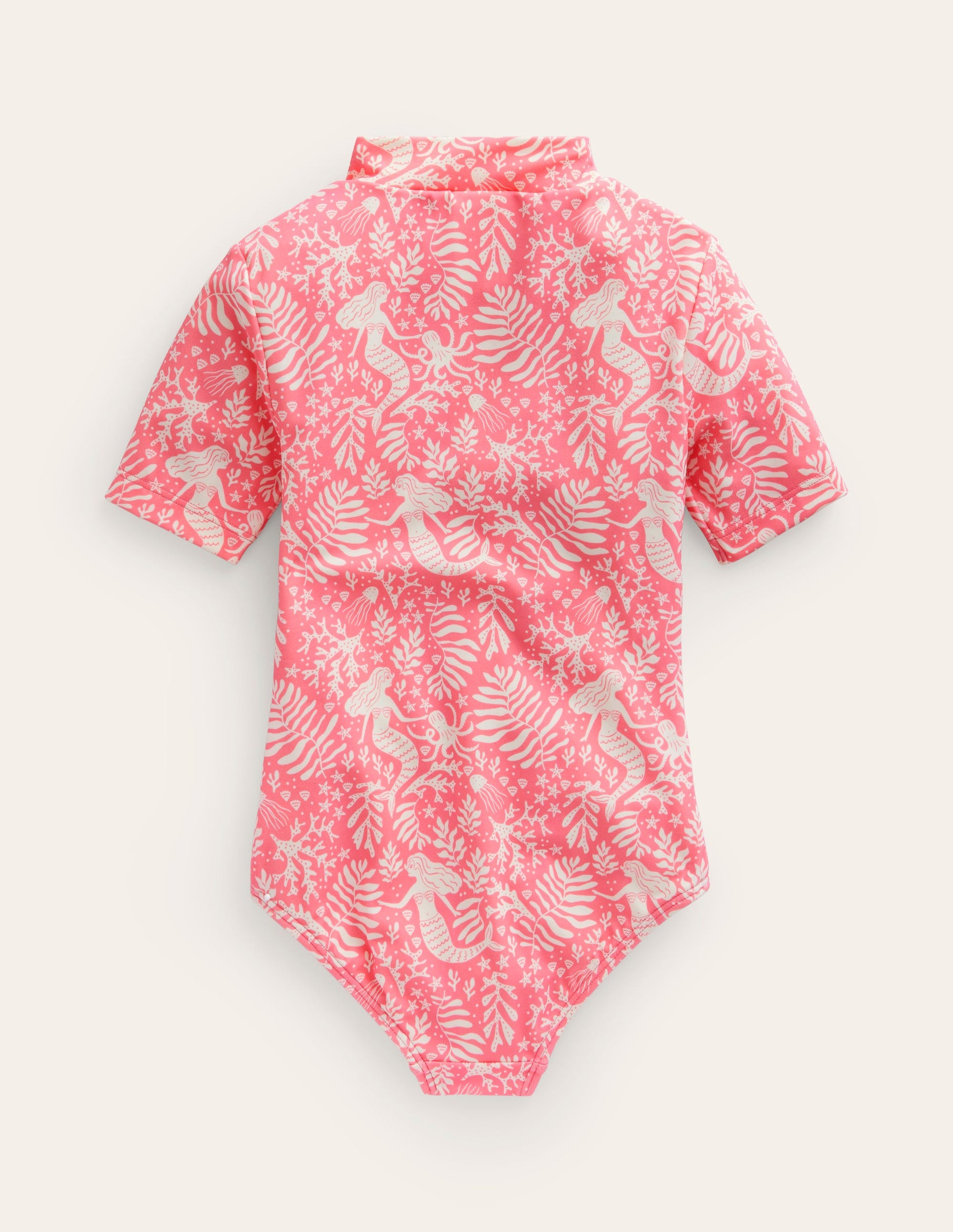 Short-sleeved Swimsuit-Strawberry Pink Mermaids-2