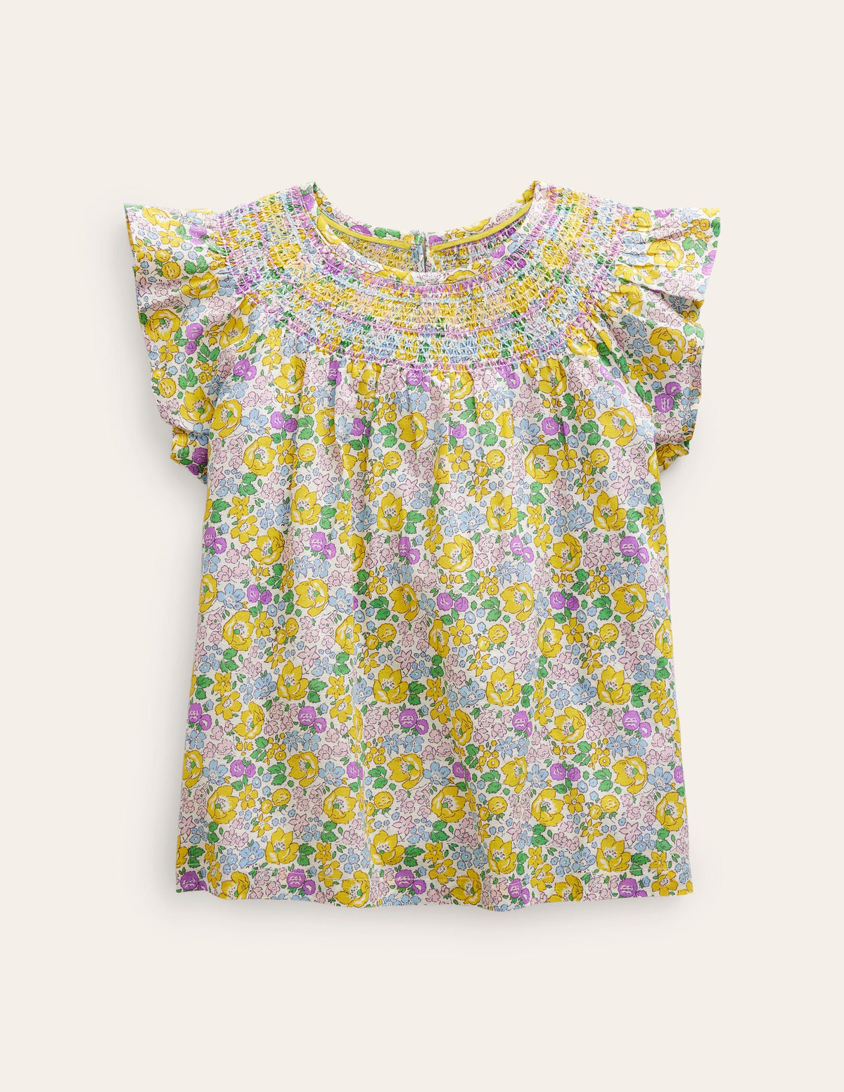 Woven Smocked Top-Yellow Spring Bloom-1