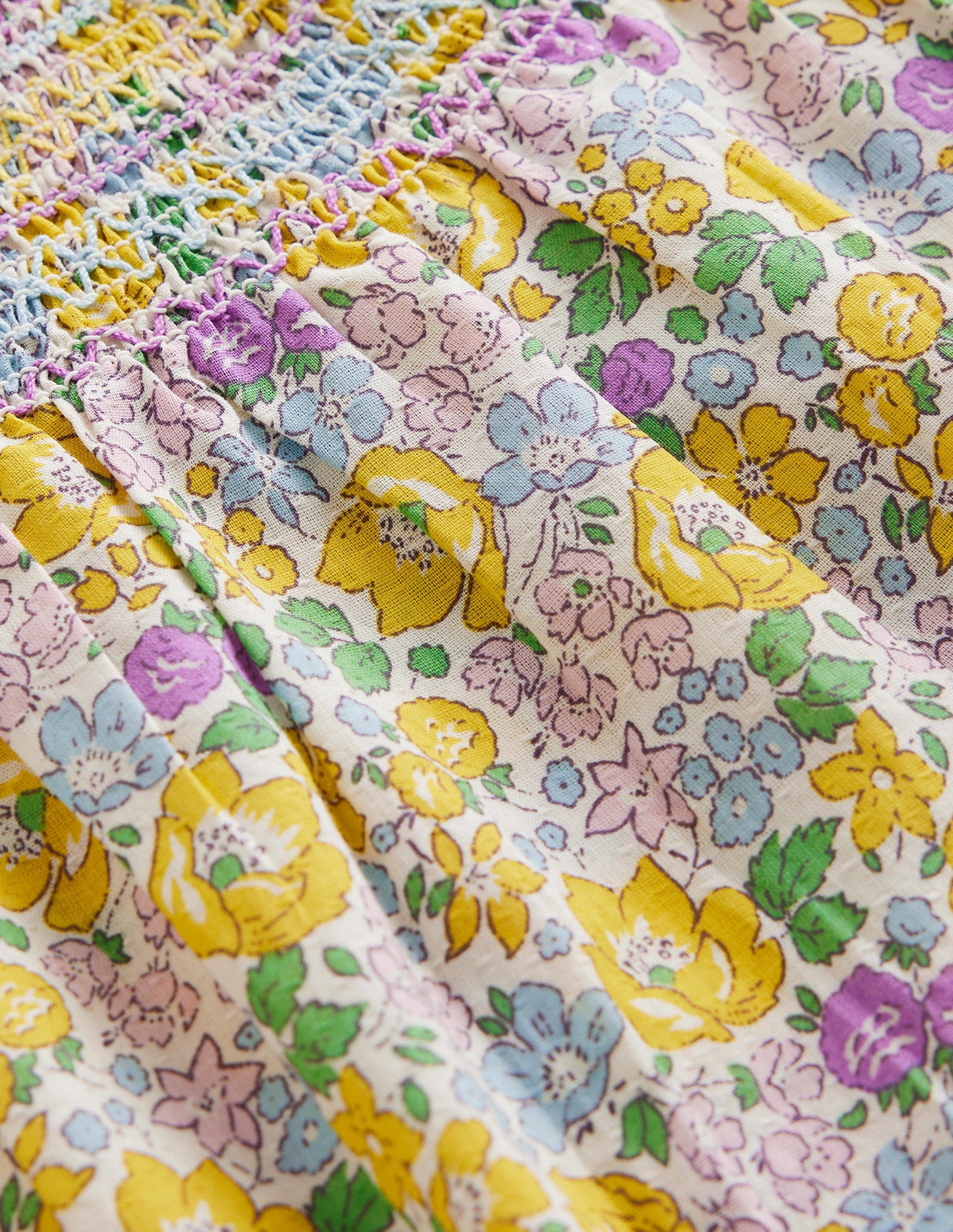 Woven Smocked Top-Yellow Spring Bloom-3