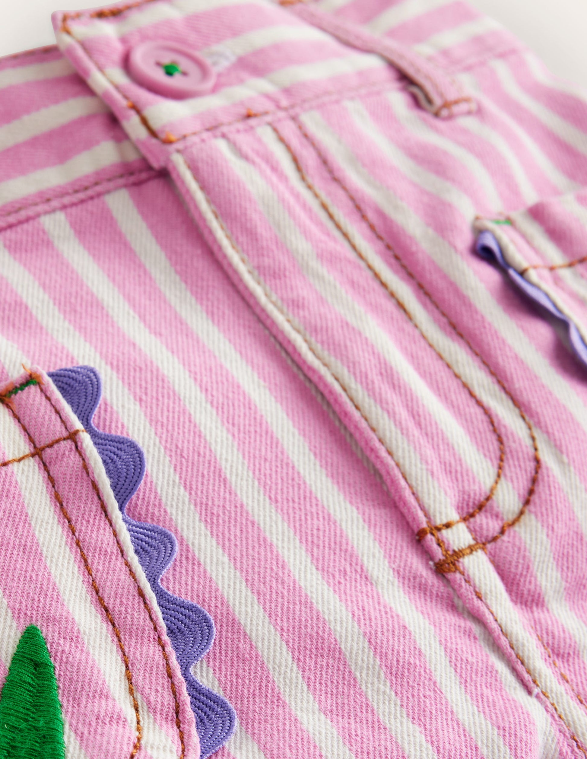 Patch Pocket Shorts-Pink / Ivory Stripe Tulip-3