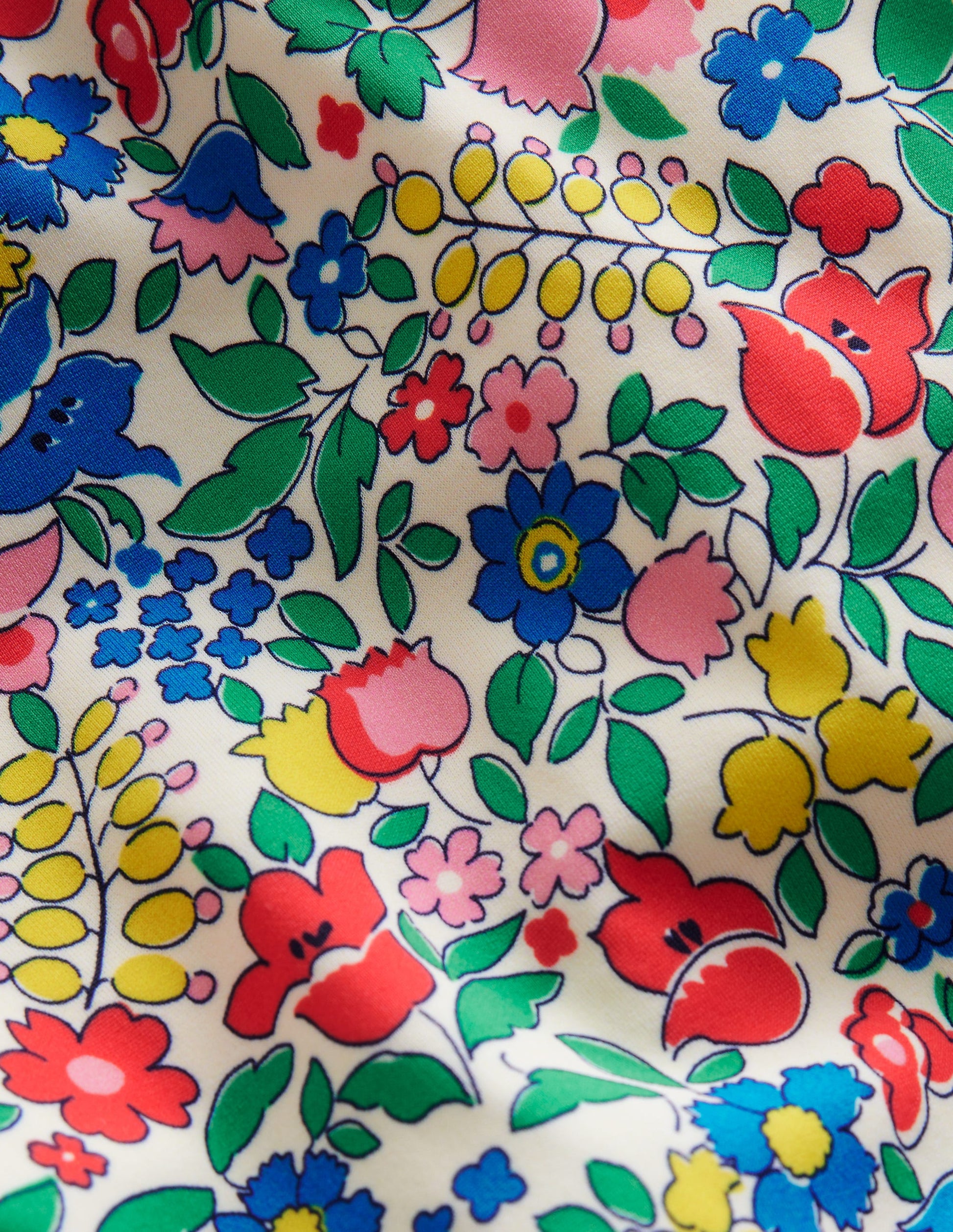 Printed Puff-sleeved Swimsuit-Multi Flowerbed-3