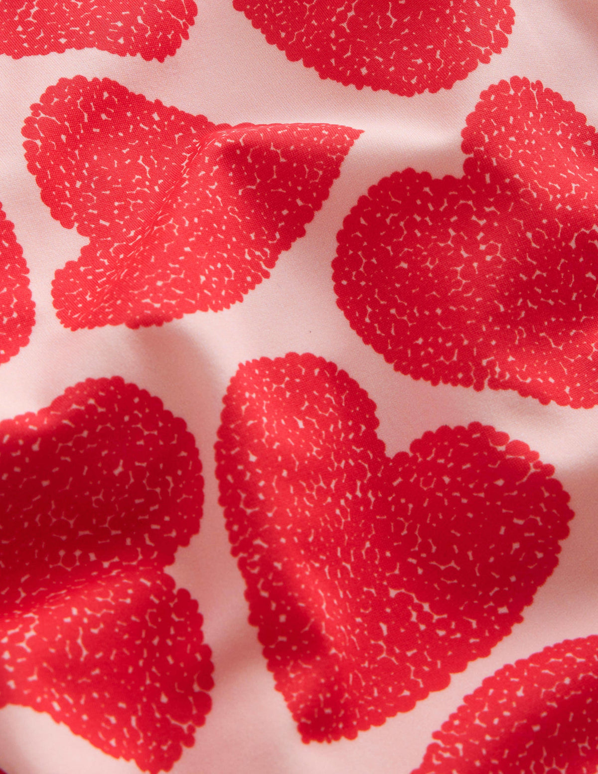 Printed Puff-sleeved Swimsuit-Ballet Pink Hearts - Image 3