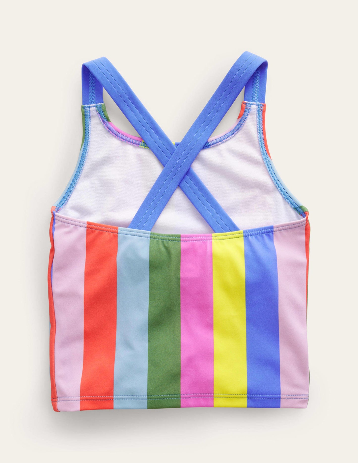 Cross Back Tankini Top-Soft Multi Stripe