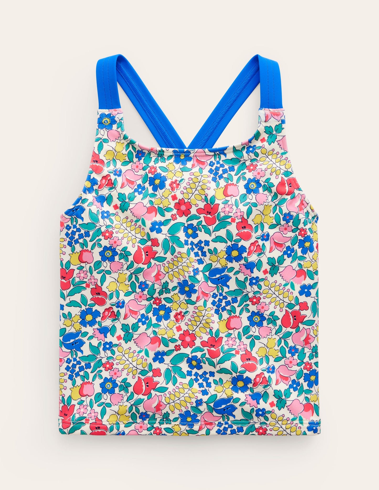 Cross Back Tankini Top-Multi Flowerbed