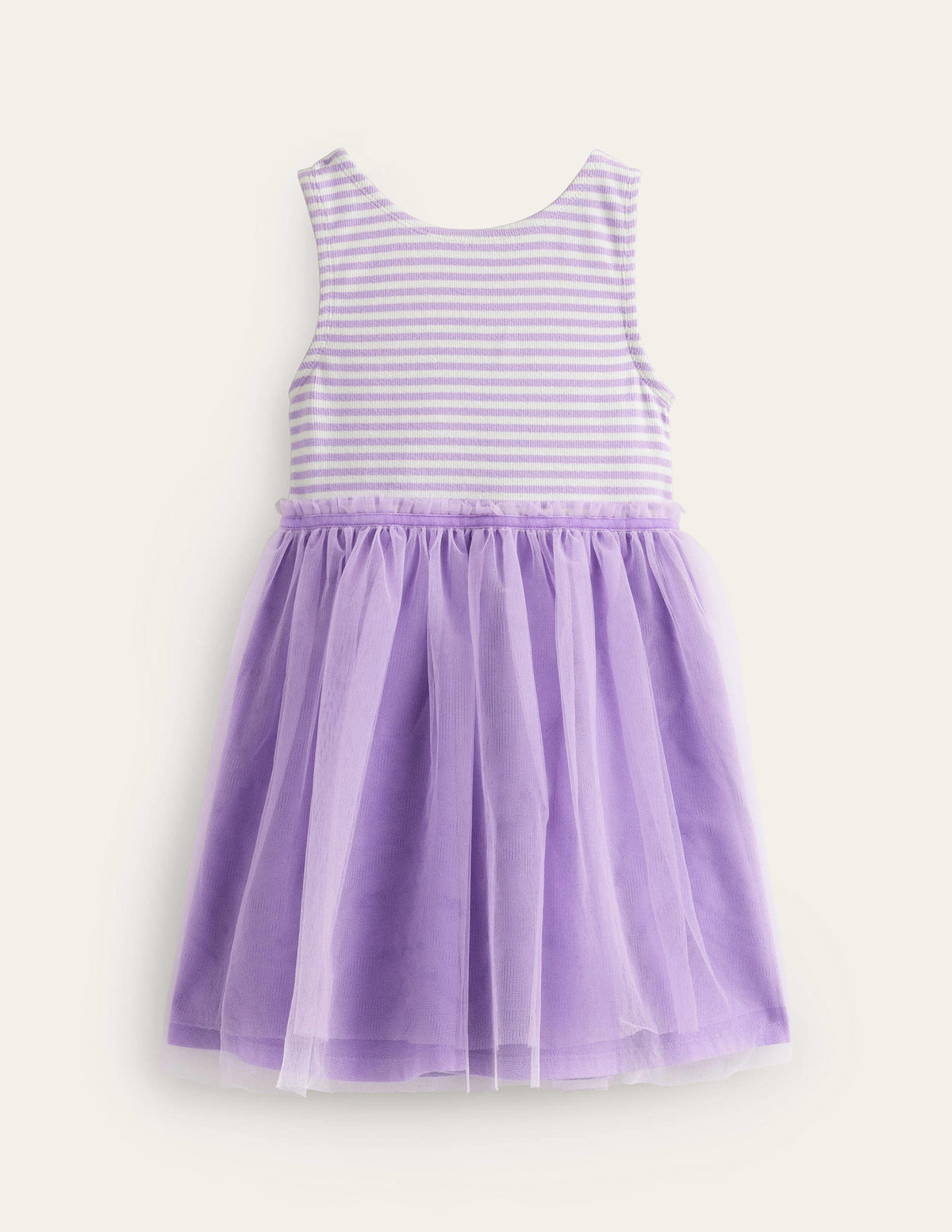 Jersey Tulle Mix Dress-Misty Lavender / Ivory Stripe - Image 1
