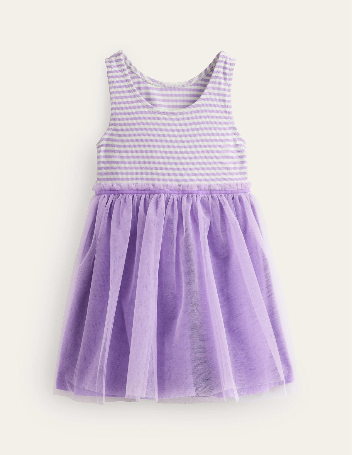 Jersey Tulle Mix Dress-Misty Lavender / Ivory Stripe - Image 2