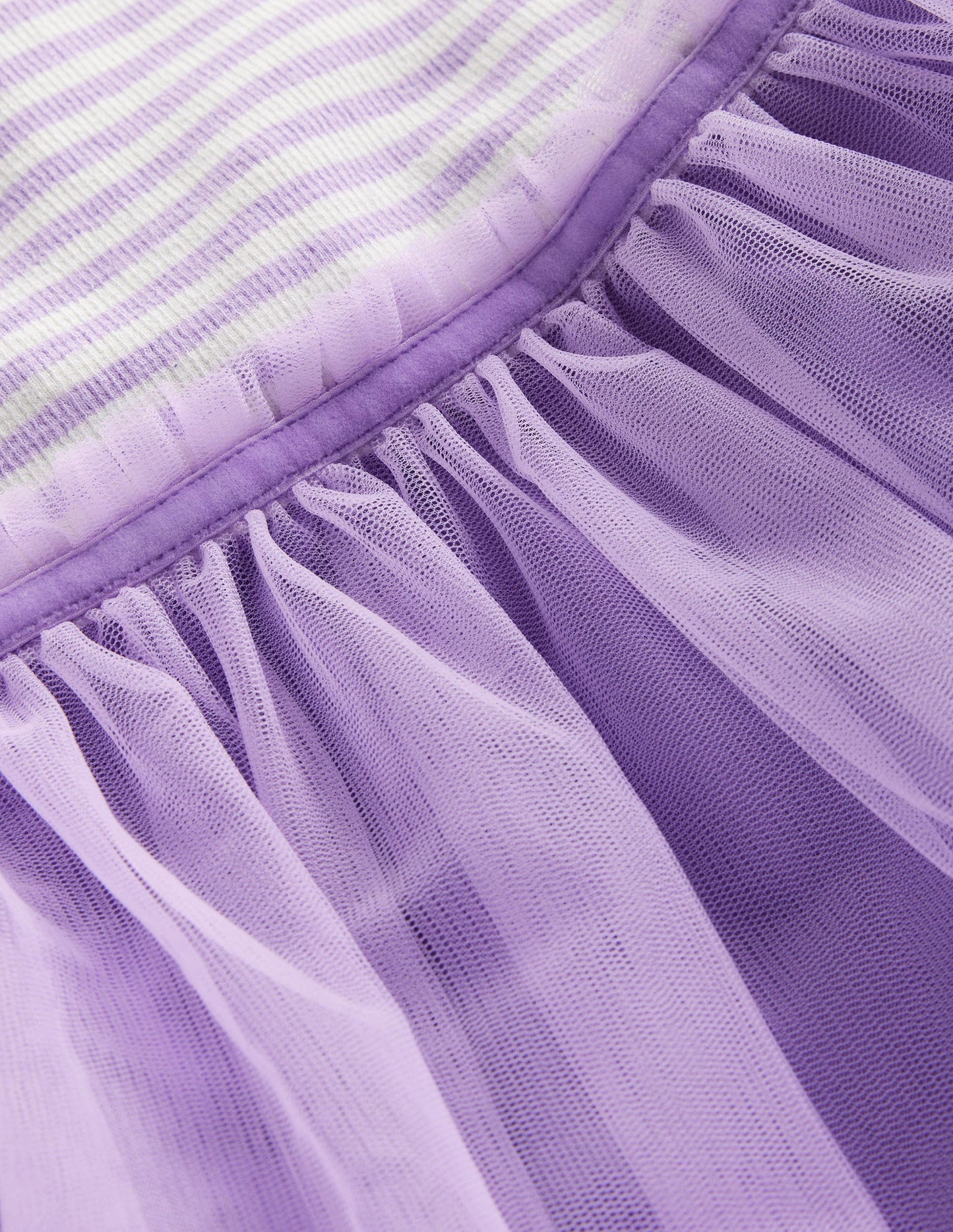 Jersey Tulle Mix Dress-Misty Lavender / Ivory Stripe