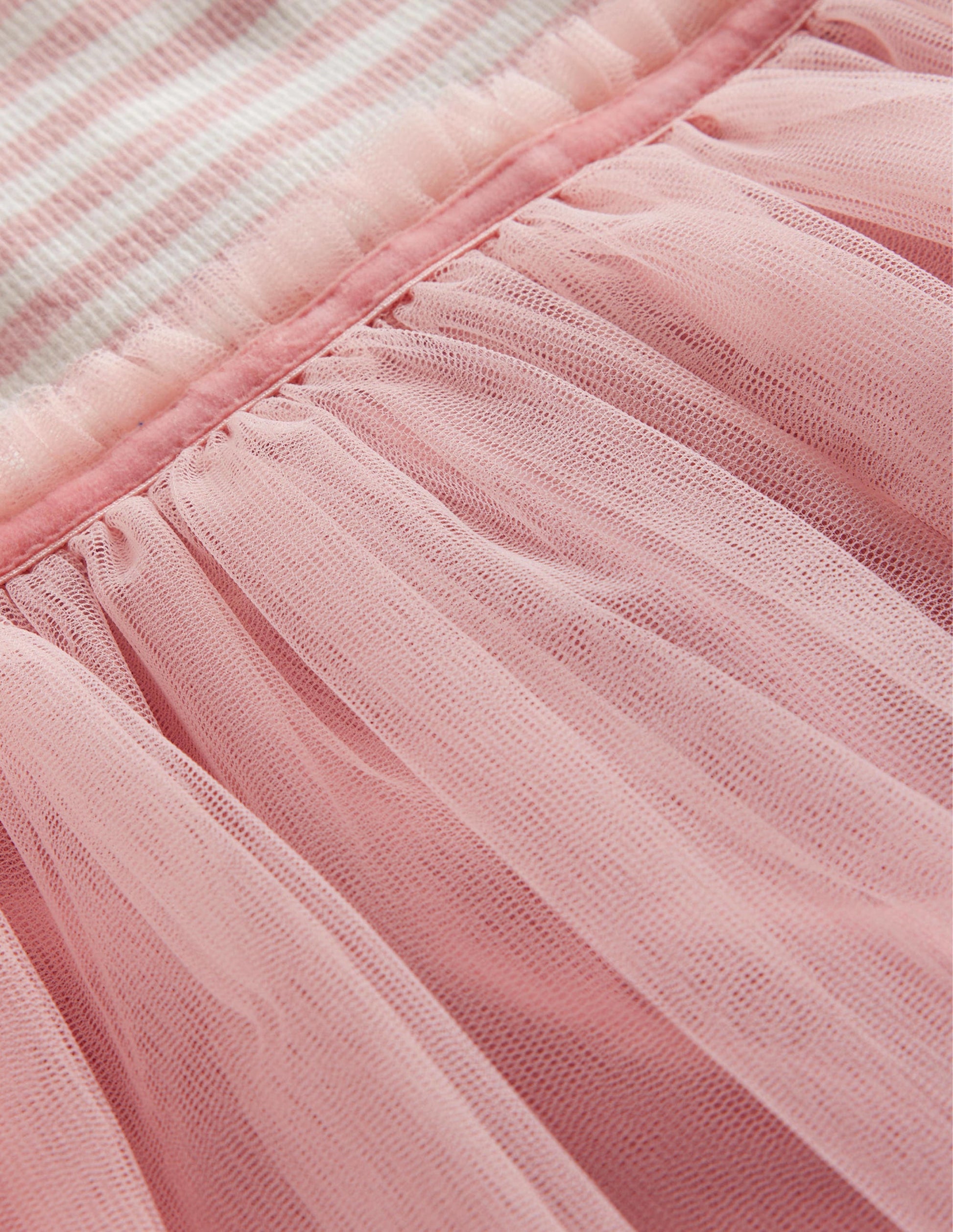 Jersey Tulle Mix Dress-Ballet Pink / Ivory Stripe-3