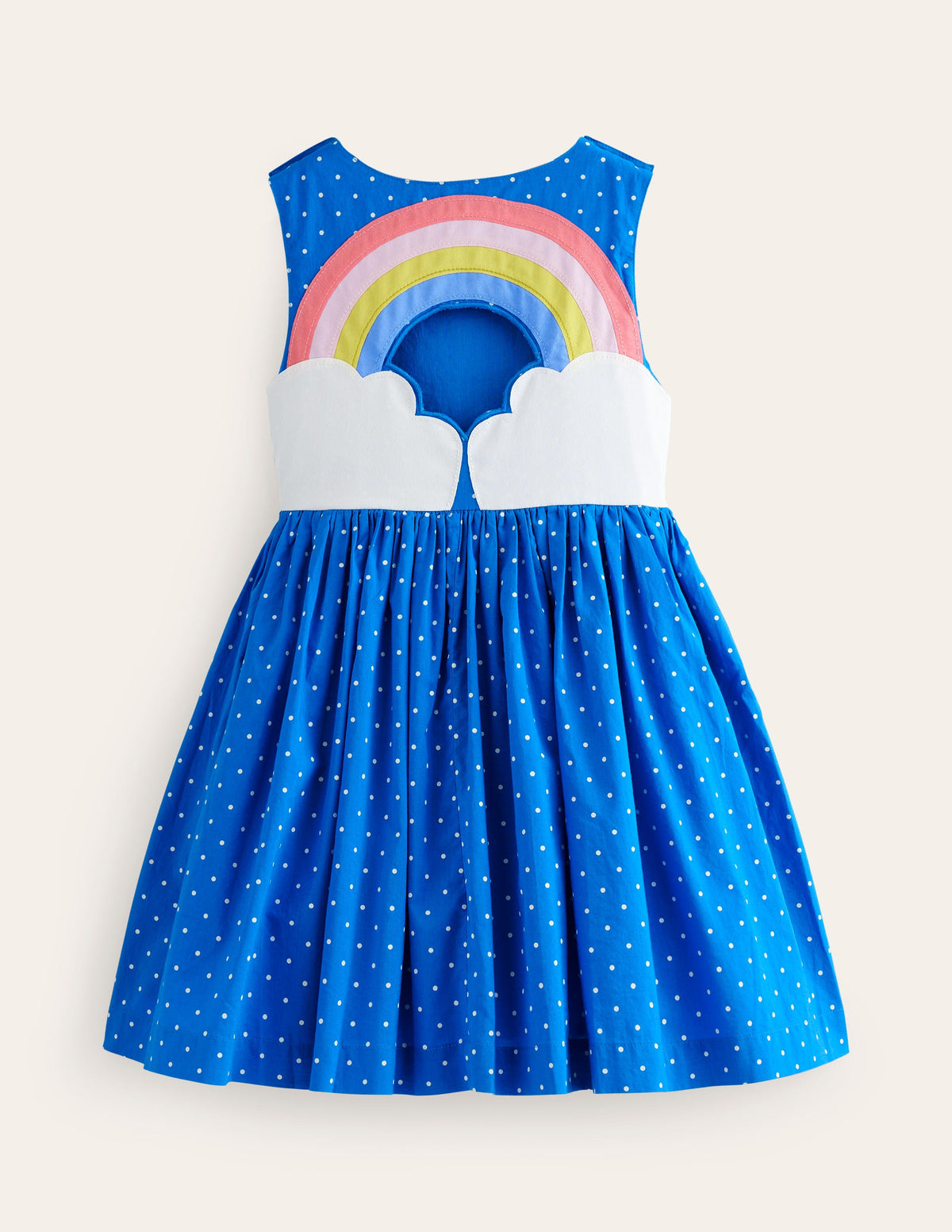 Appliqué Back Dress-Blue Rainbow-2