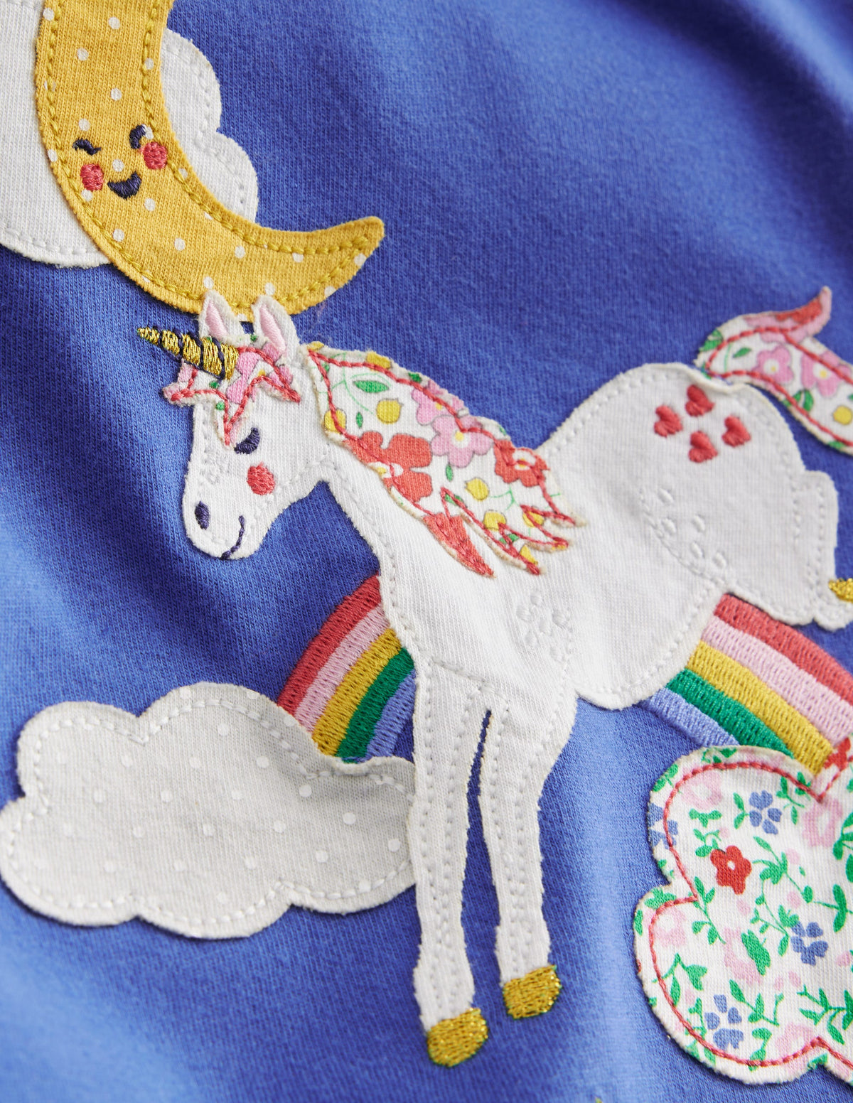Puff Sleeve Appliqué T-shirt-Bluejay Unicorn - Image 3