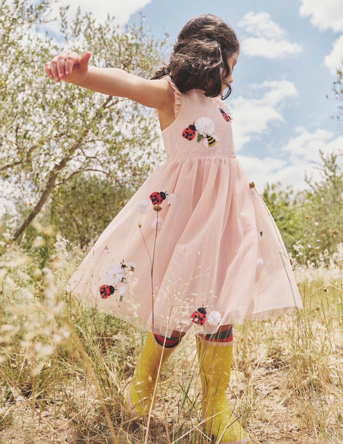 Appliqué Tulle Dress-Provence Dusty Pink Bugs - Image 4