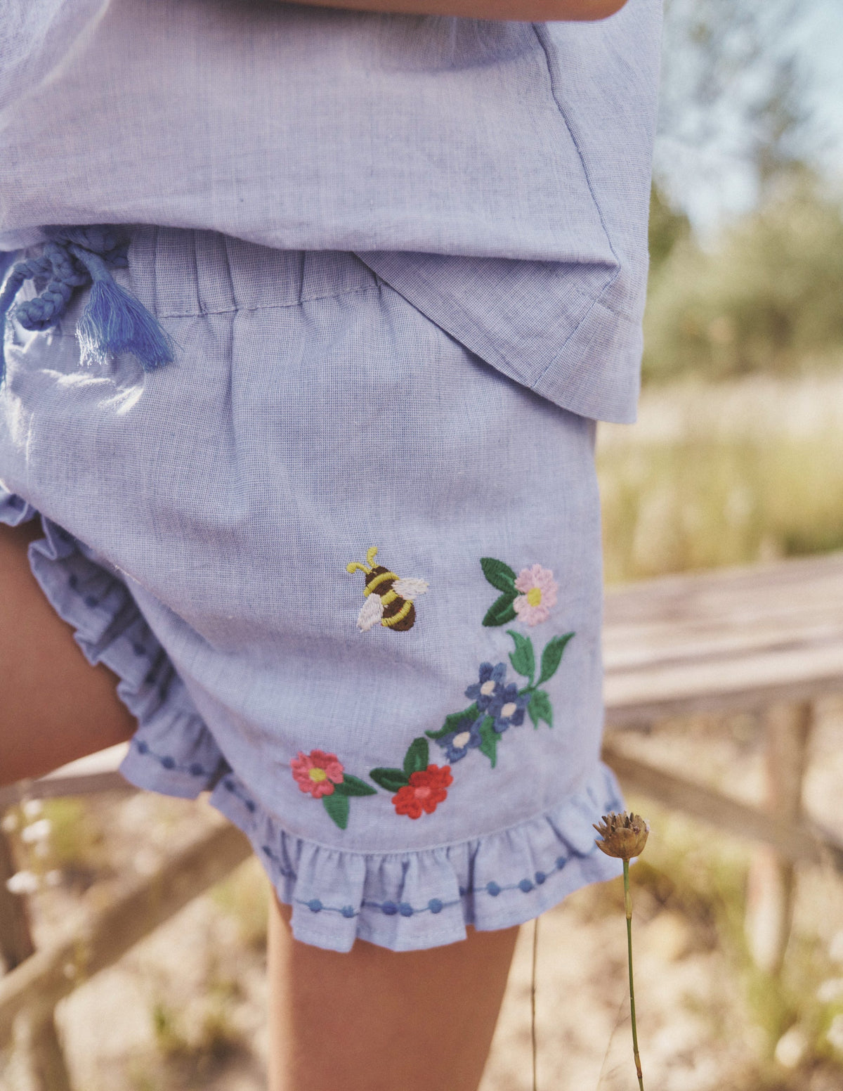 Frill Hem Woven Shorts-End on End Embroidery - Image 5