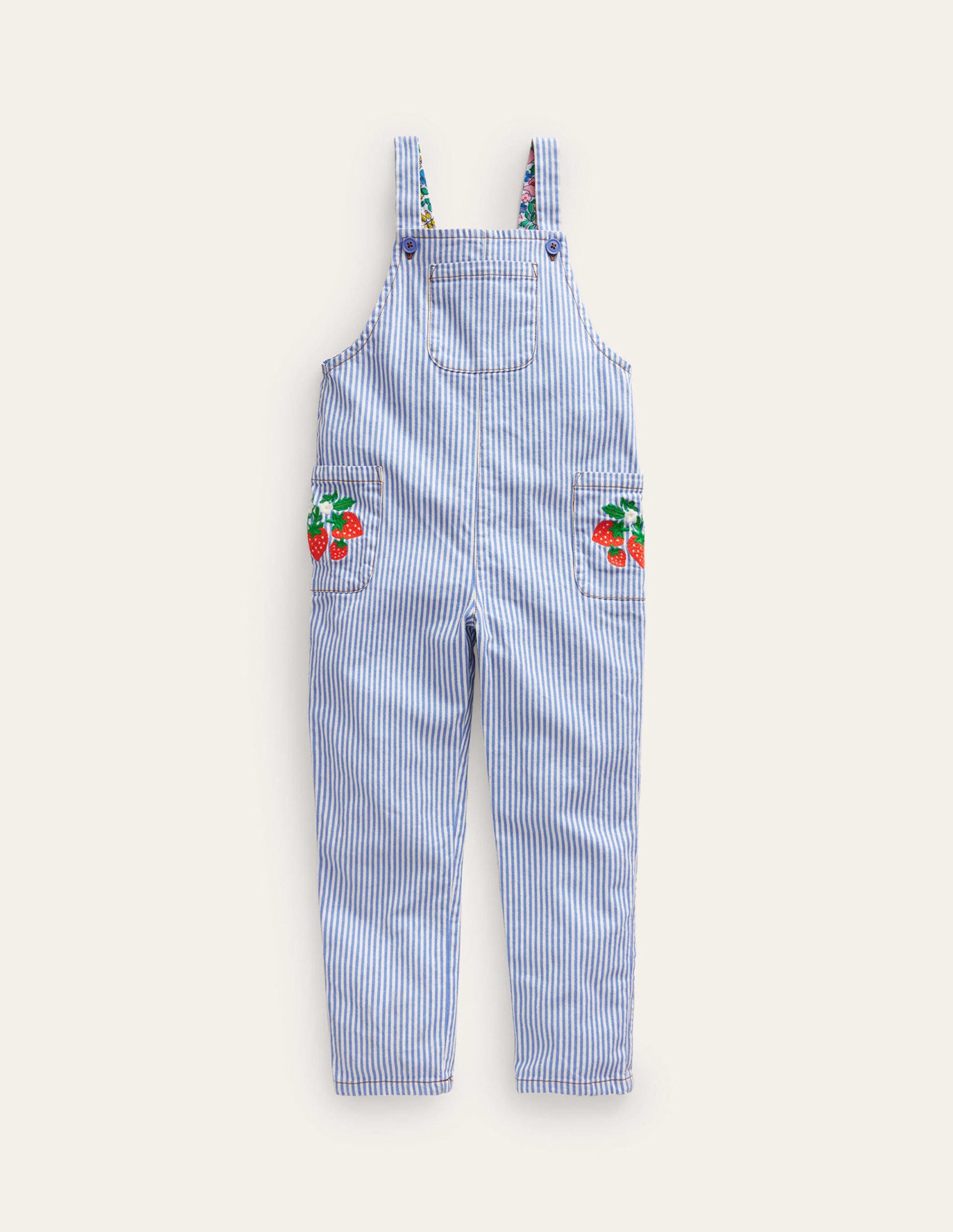 Relaxed Overalls-Surf Blue / Ivory Stripe-1