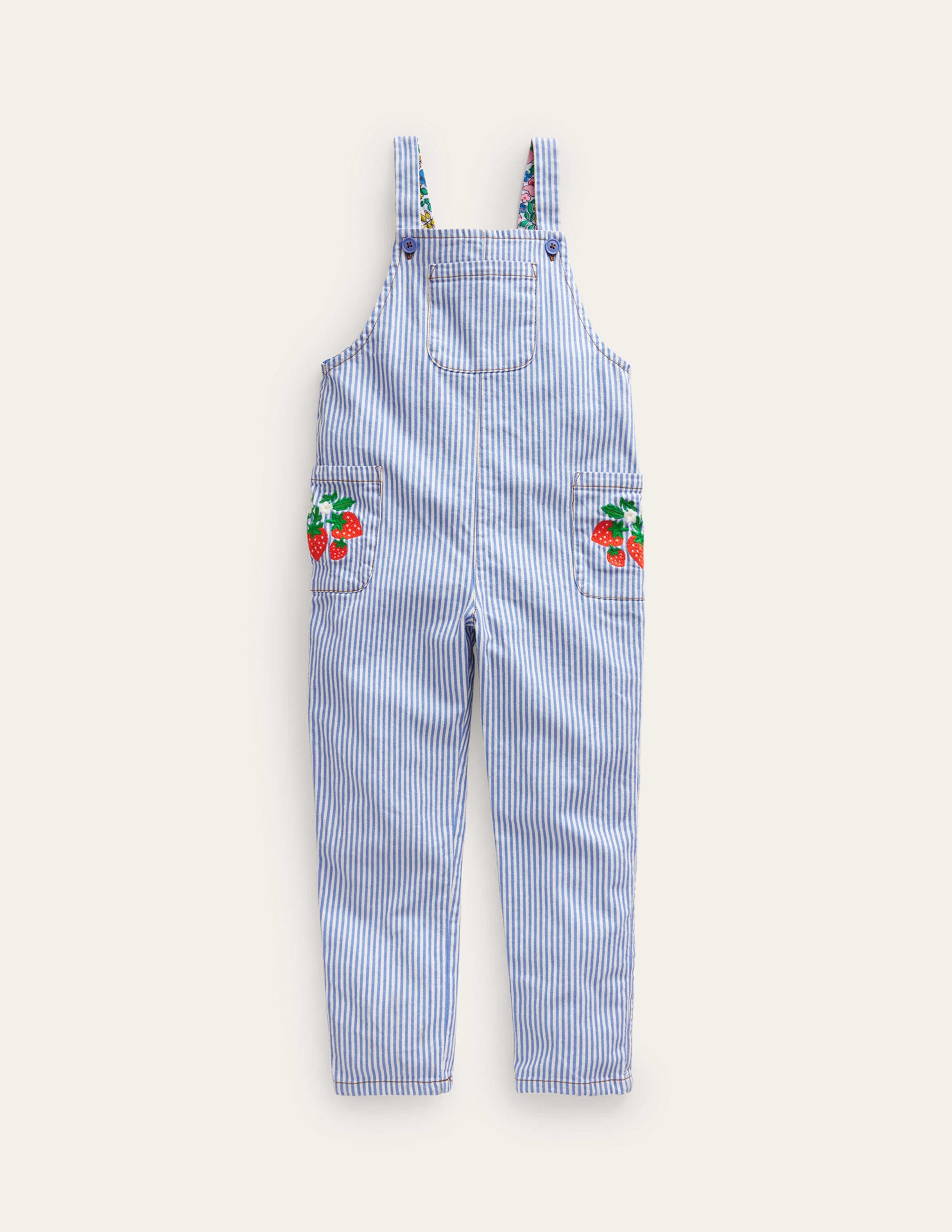 Relaxed Overalls-Surf Blue / Ivory Stripe - Image 1