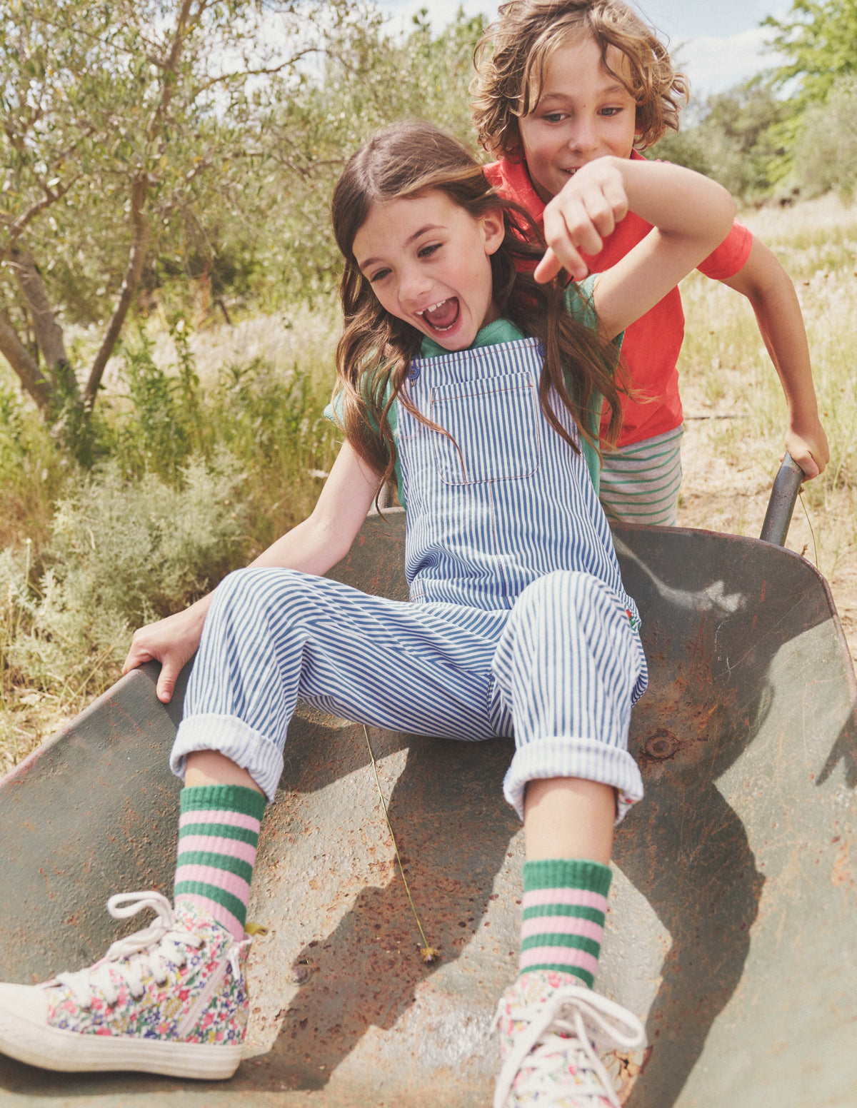 Relaxed Overalls-Surf Blue / Ivory Stripe-4