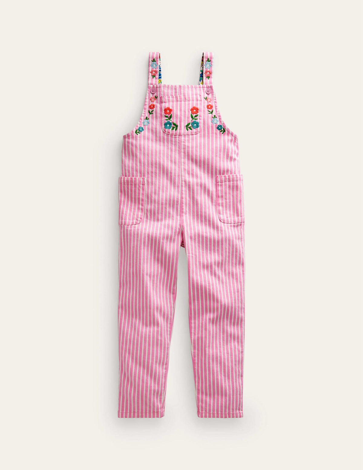 Relaxed Overalls-Pink / Ivory Stripe-1