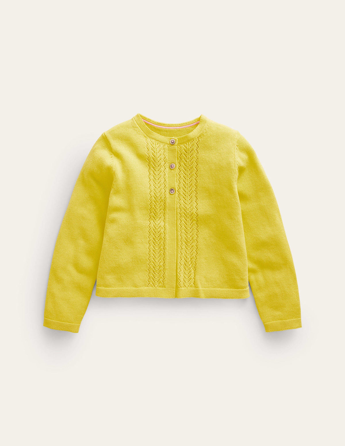 Pointelle Cotton Cardigan-Zest Yellow - Image 1