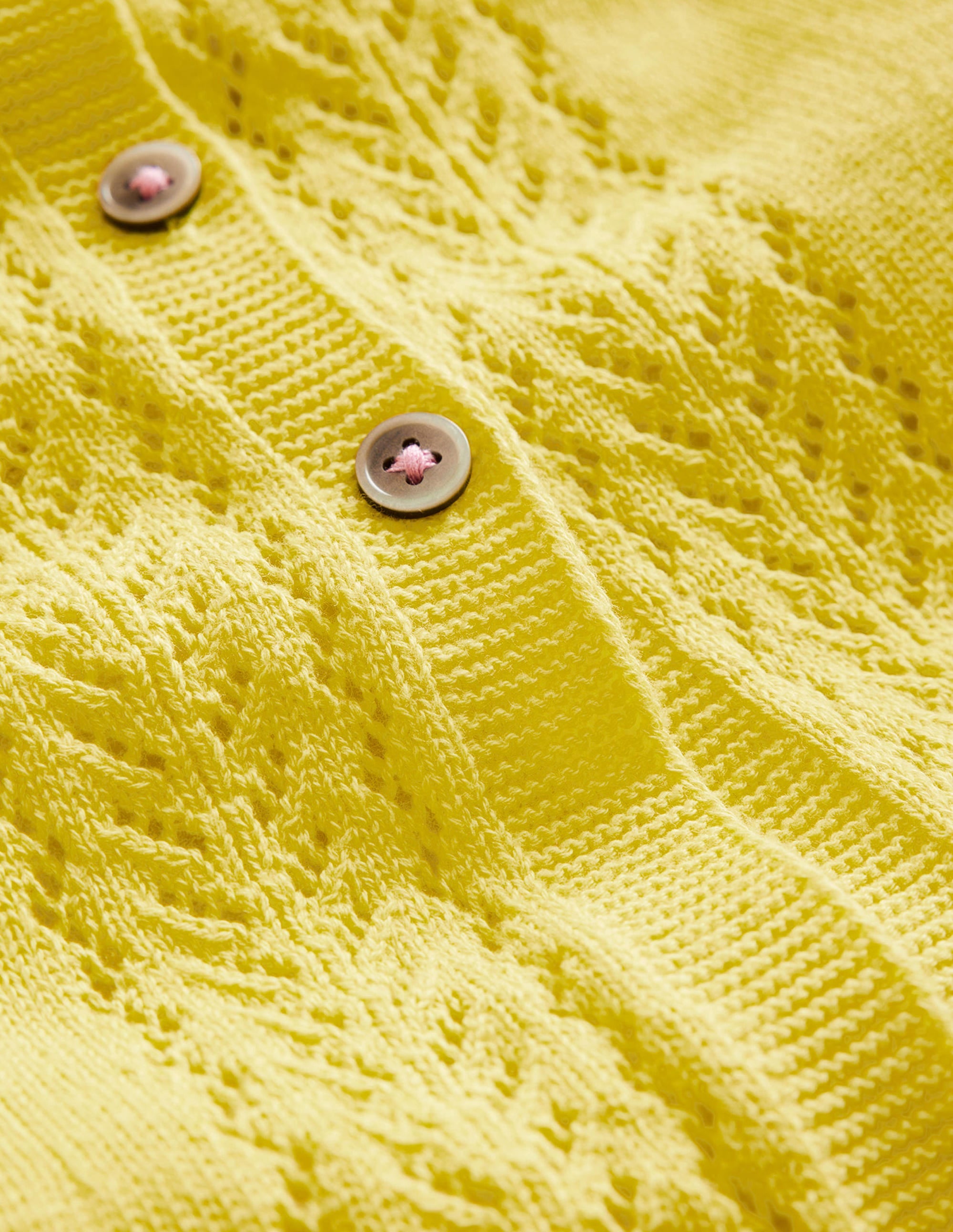 Pointelle Cotton Cardigan-Zest Yellow - Image 3