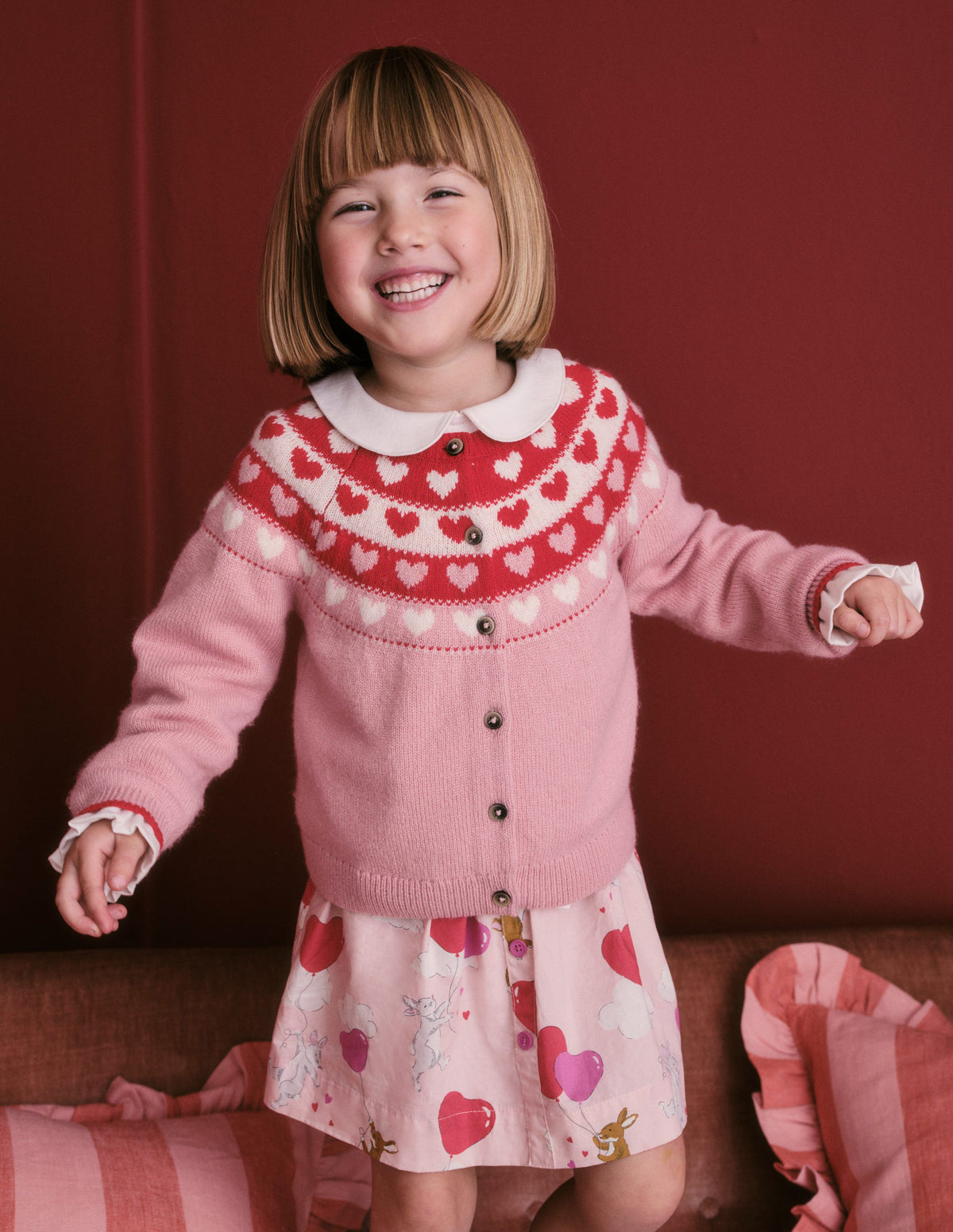 Pull On Twirly Skirt-Ballet Pink Love Bunnies-4