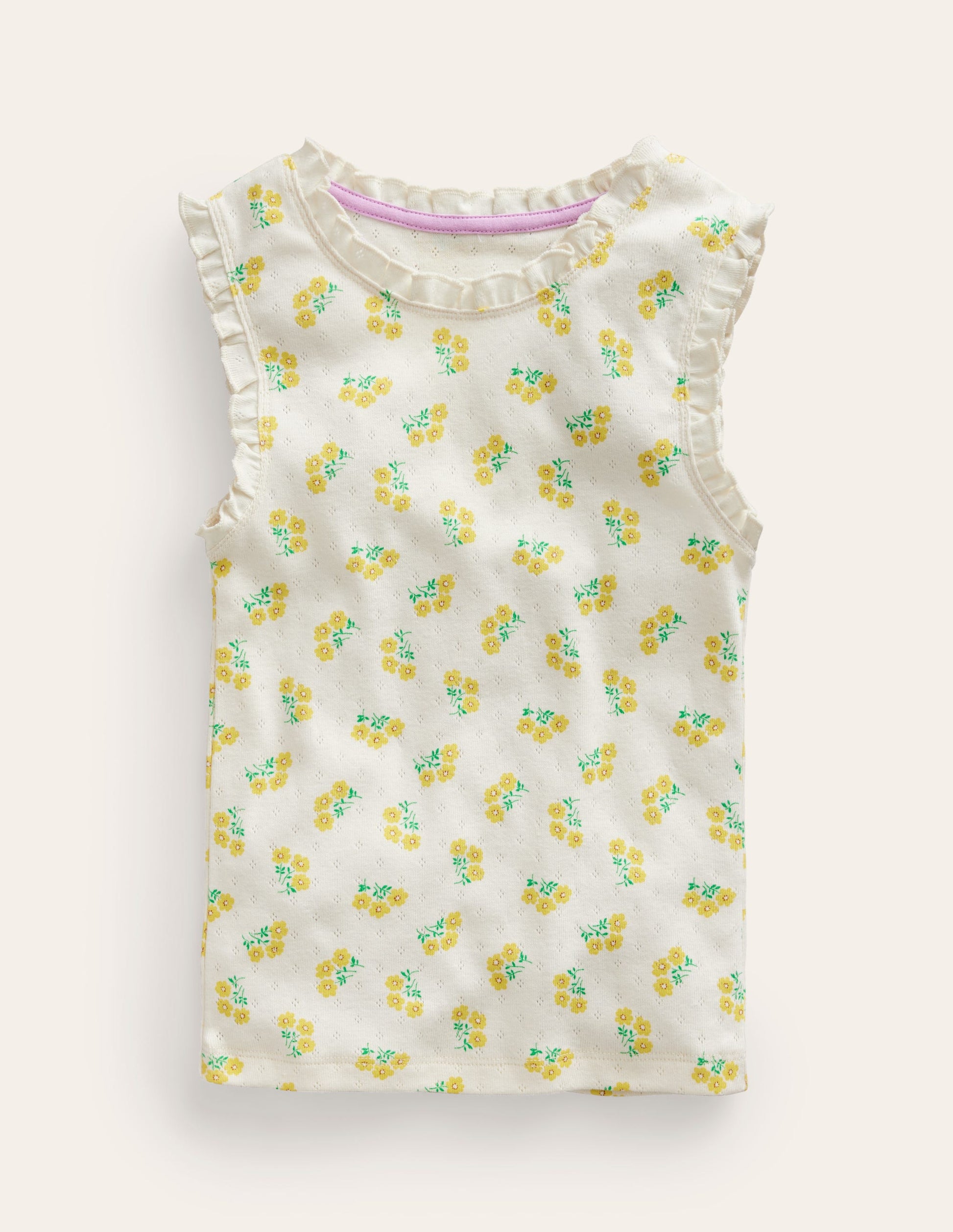 Pointelle Tank Top-Vanilla Pod Ditsy Floral-1