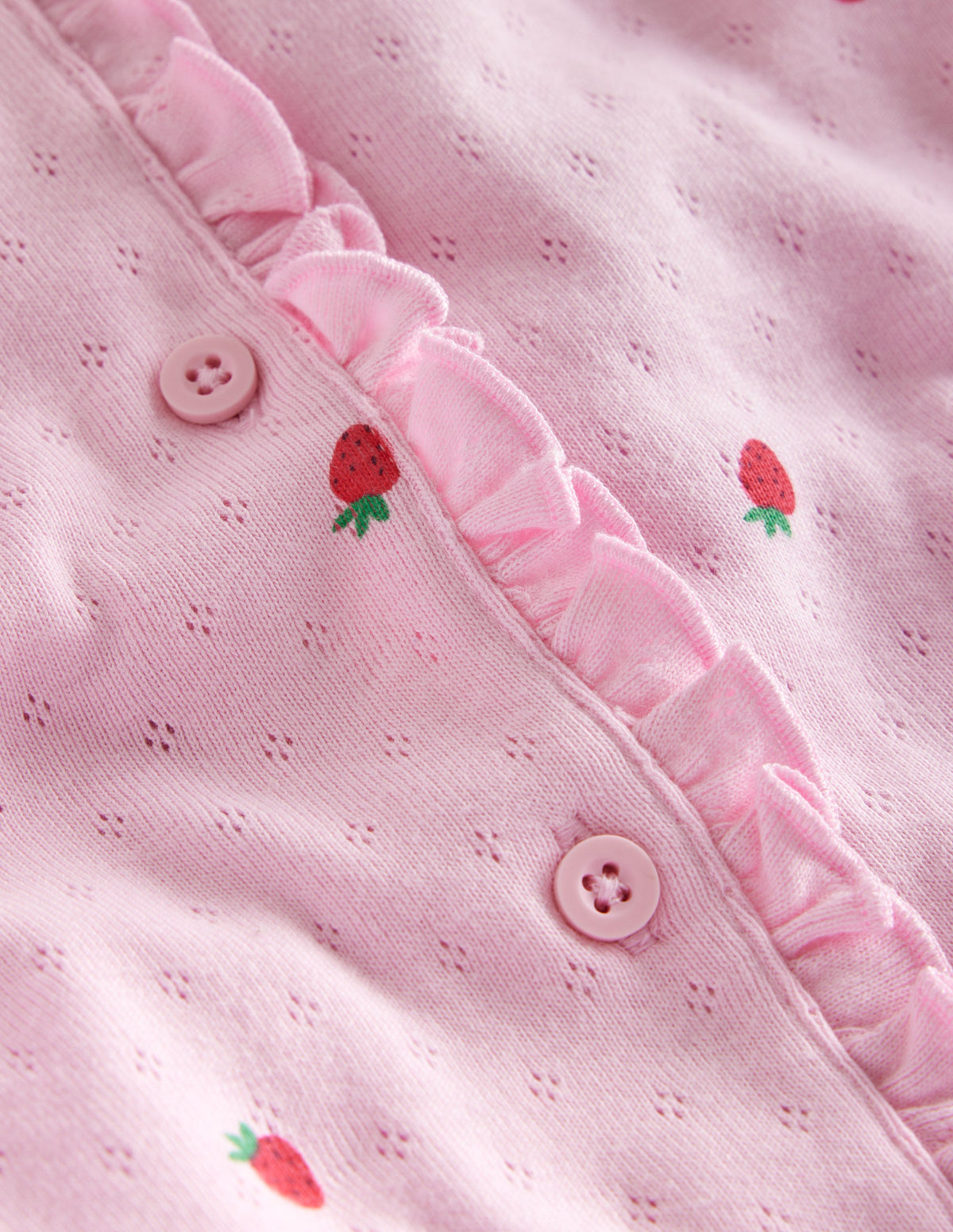 Pointelle Cardigan-Sweet Pea Pink Strawberries - Image 3