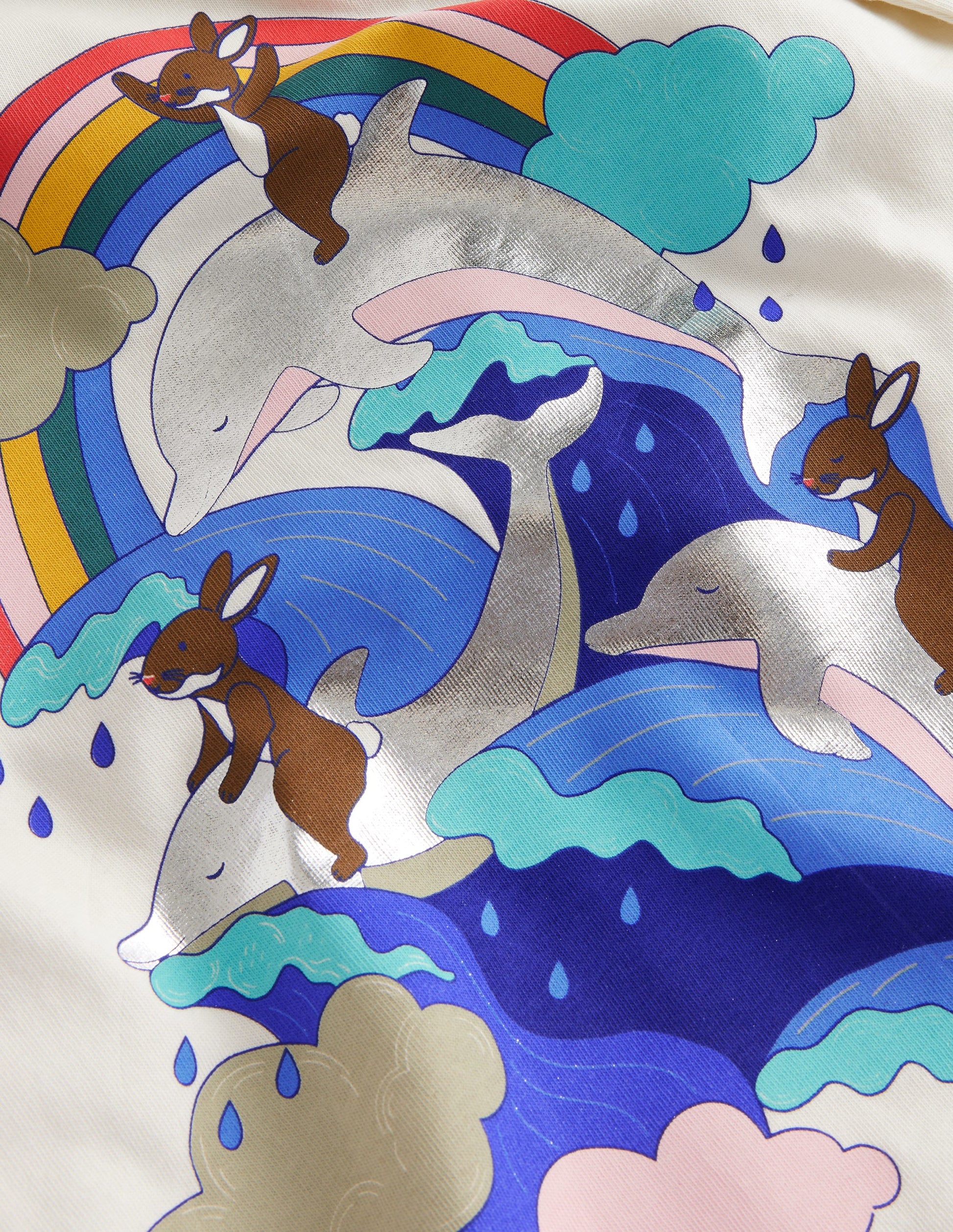 Metallic Logo T-shirt-Ivory Dolphin-3