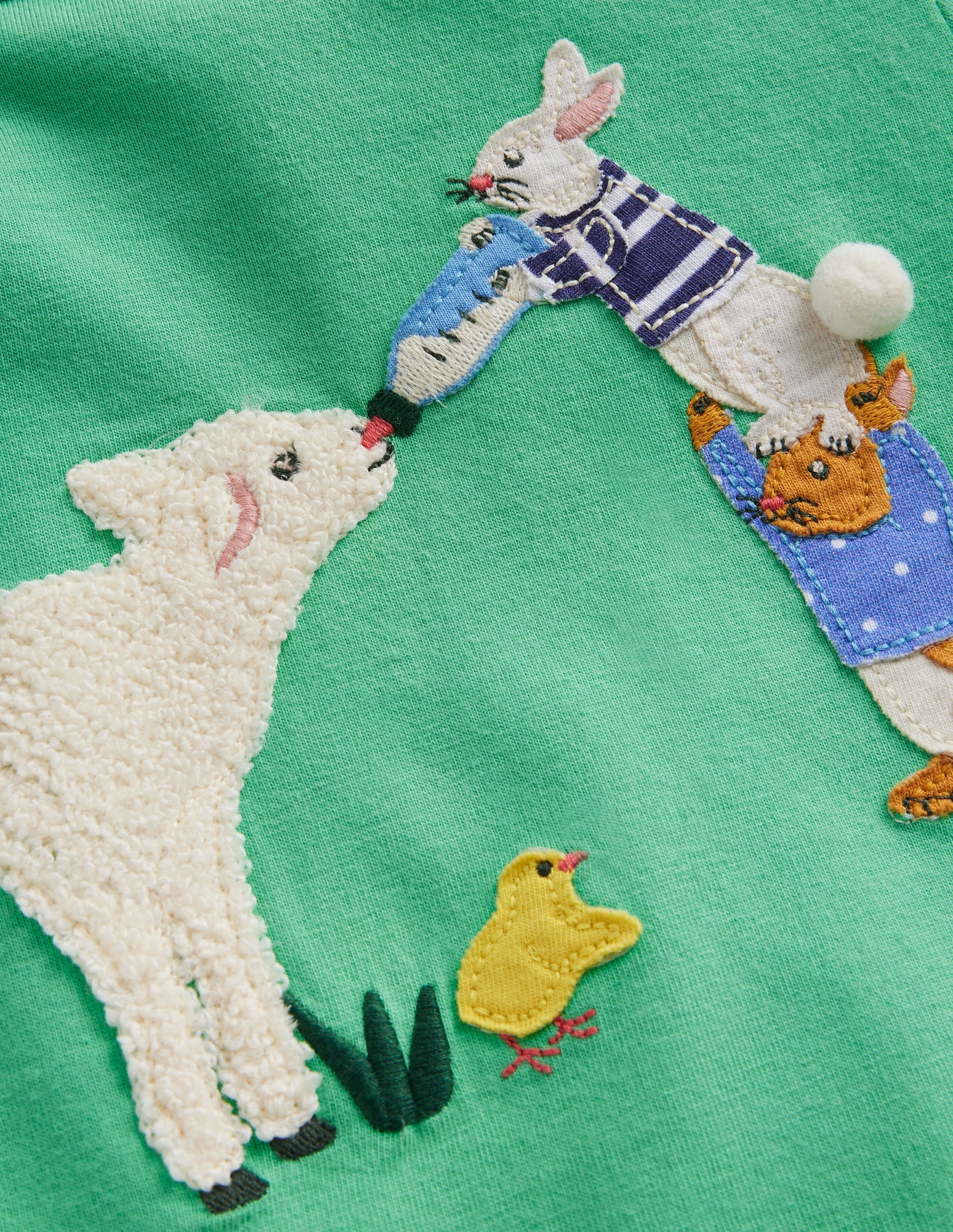 Puff Sleeve Appliqué T-shirt-Aloe Green Lamb - Image 3