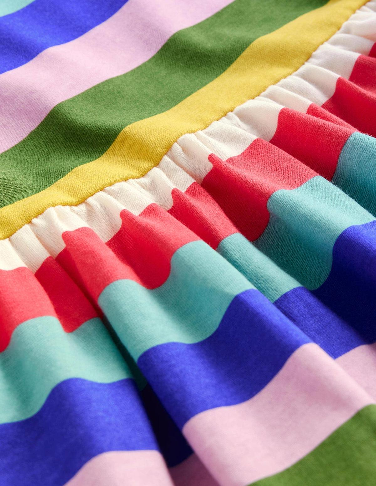 Short-sleeved Fun Jersey Dress-Multi Rainbow Stripe - Image 3