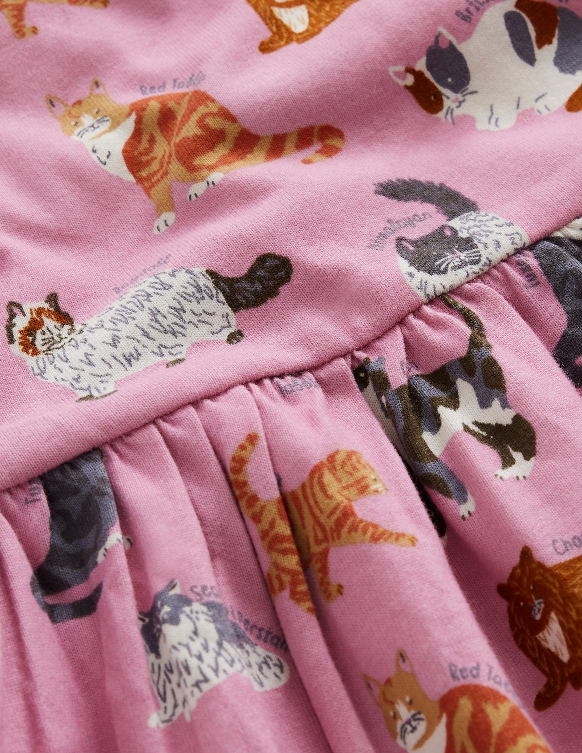 Short-sleeved Fun Jersey Dress-Formica Pink Cats-3