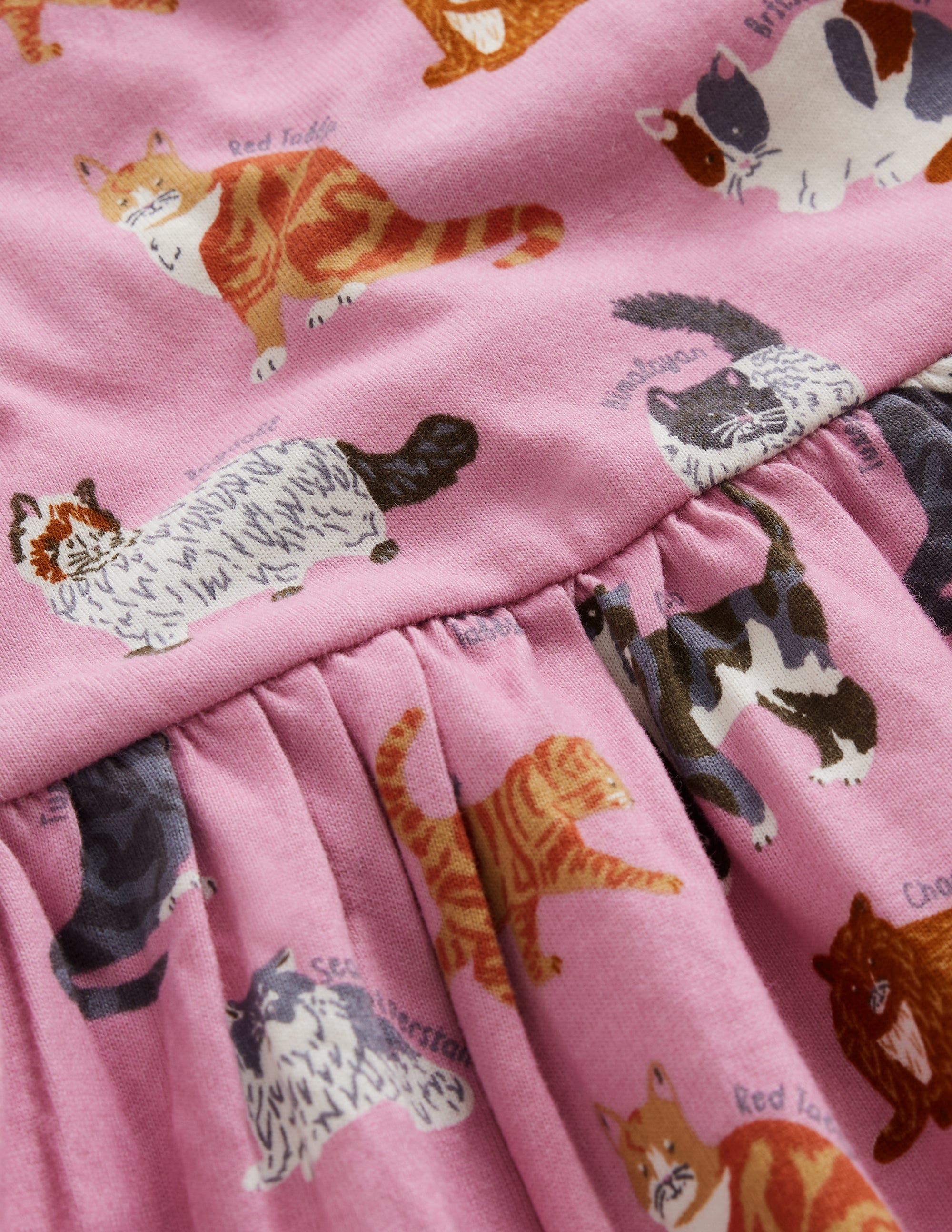 Short-sleeved Fun Jersey Dress-Formica Pink Cats - Image 3