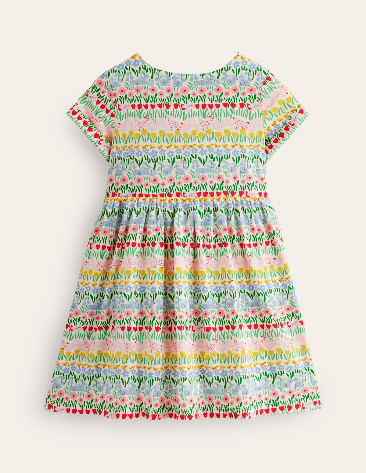 Short-sleeved Fun Jersey Dress-Multi Spring Stripe-2