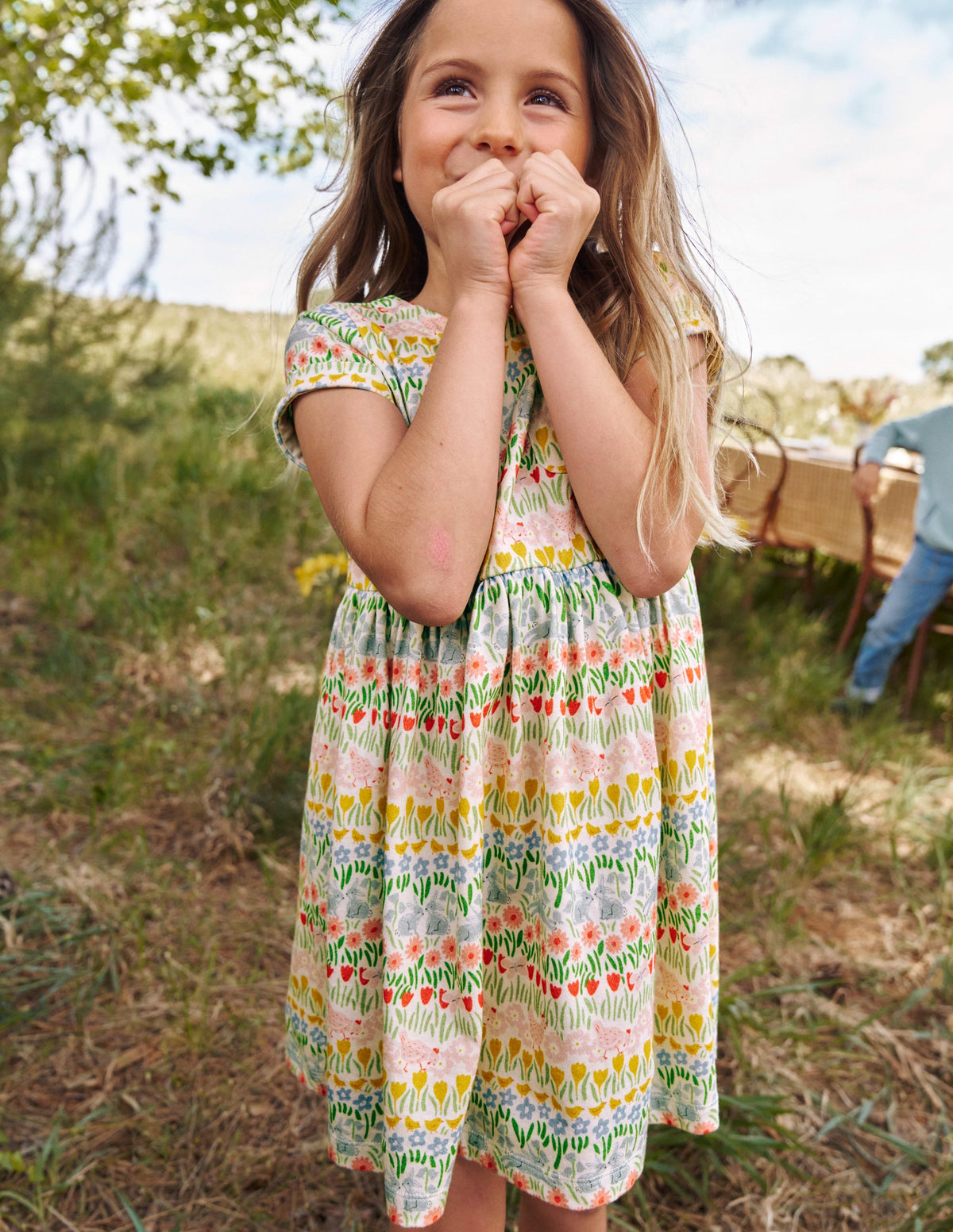 Short-sleeved Fun Jersey Dress-Multi Spring Stripe - Image 4