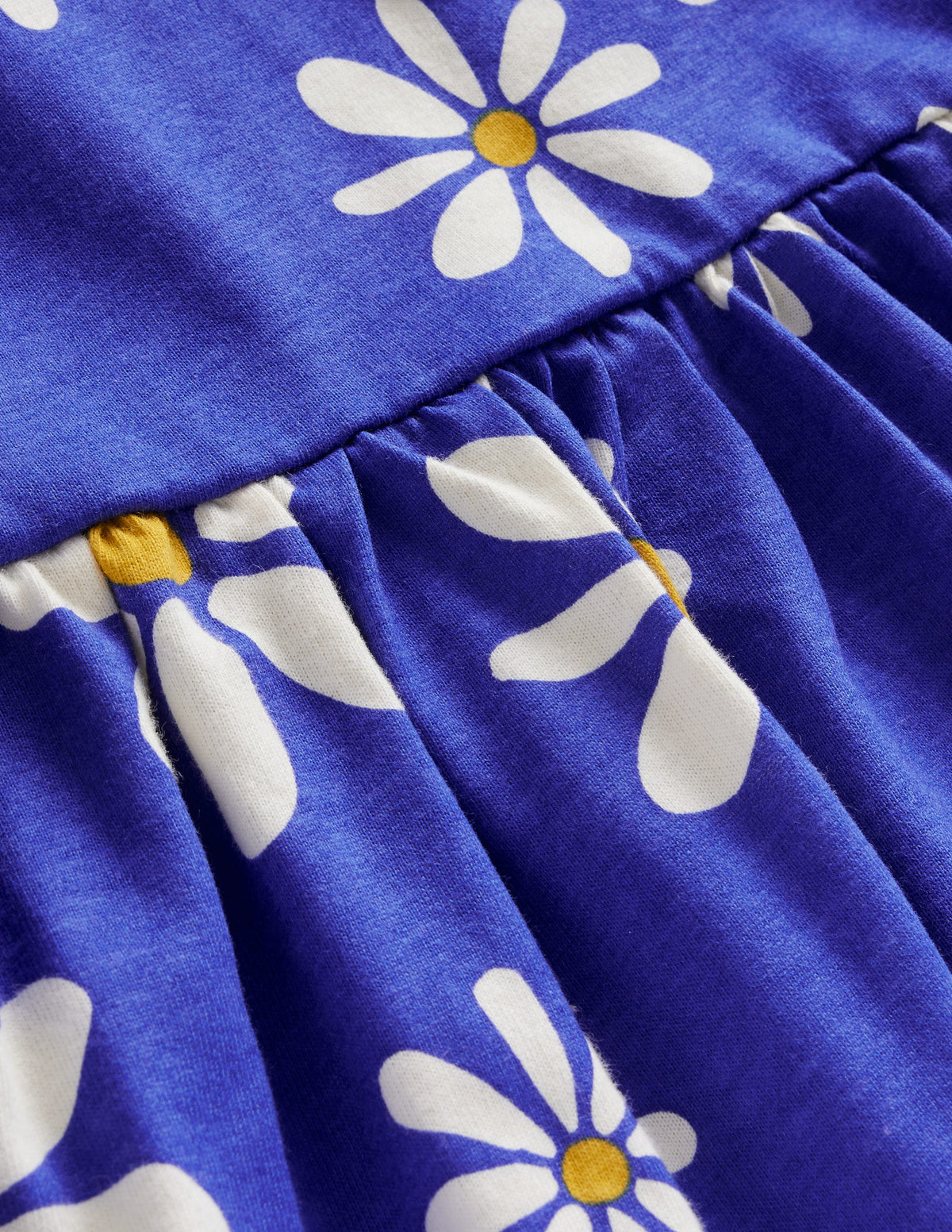 Long Sleeve Fun Jersey Dress-Sapphire Blue Daisies - Image 3