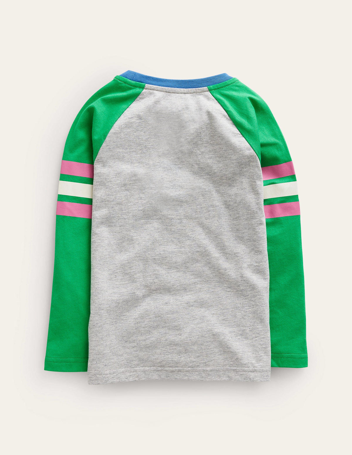 Colourblock Raglan T-shirt-Grey Marl/Sapling Green - Image 2