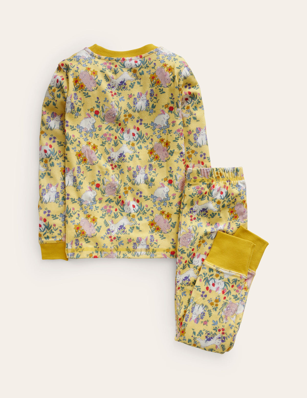 Snug Long John Pajamas-Spring Yellow Bunnies-2