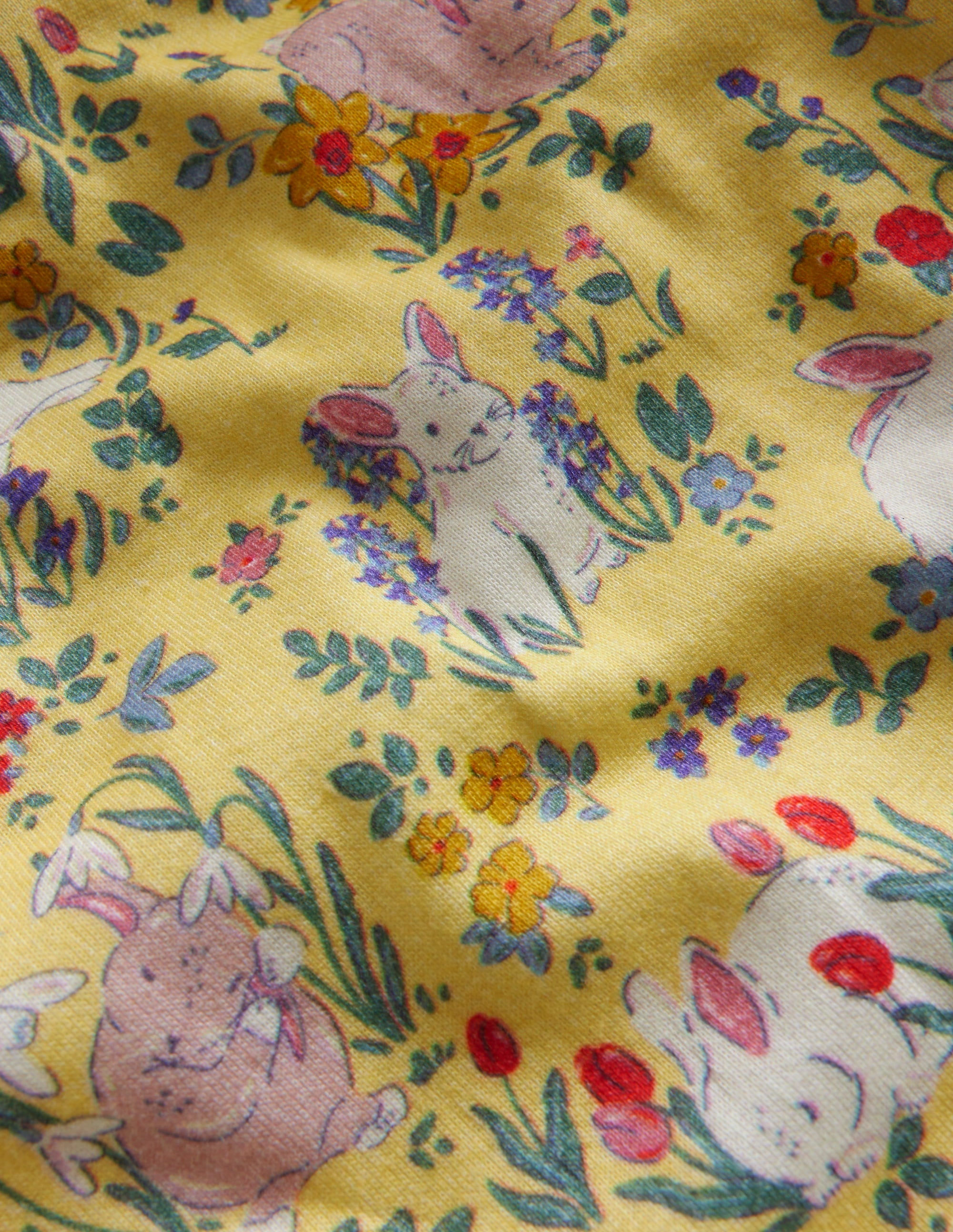 Snug Long John Pajamas-Spring Yellow Bunnies - Image 3