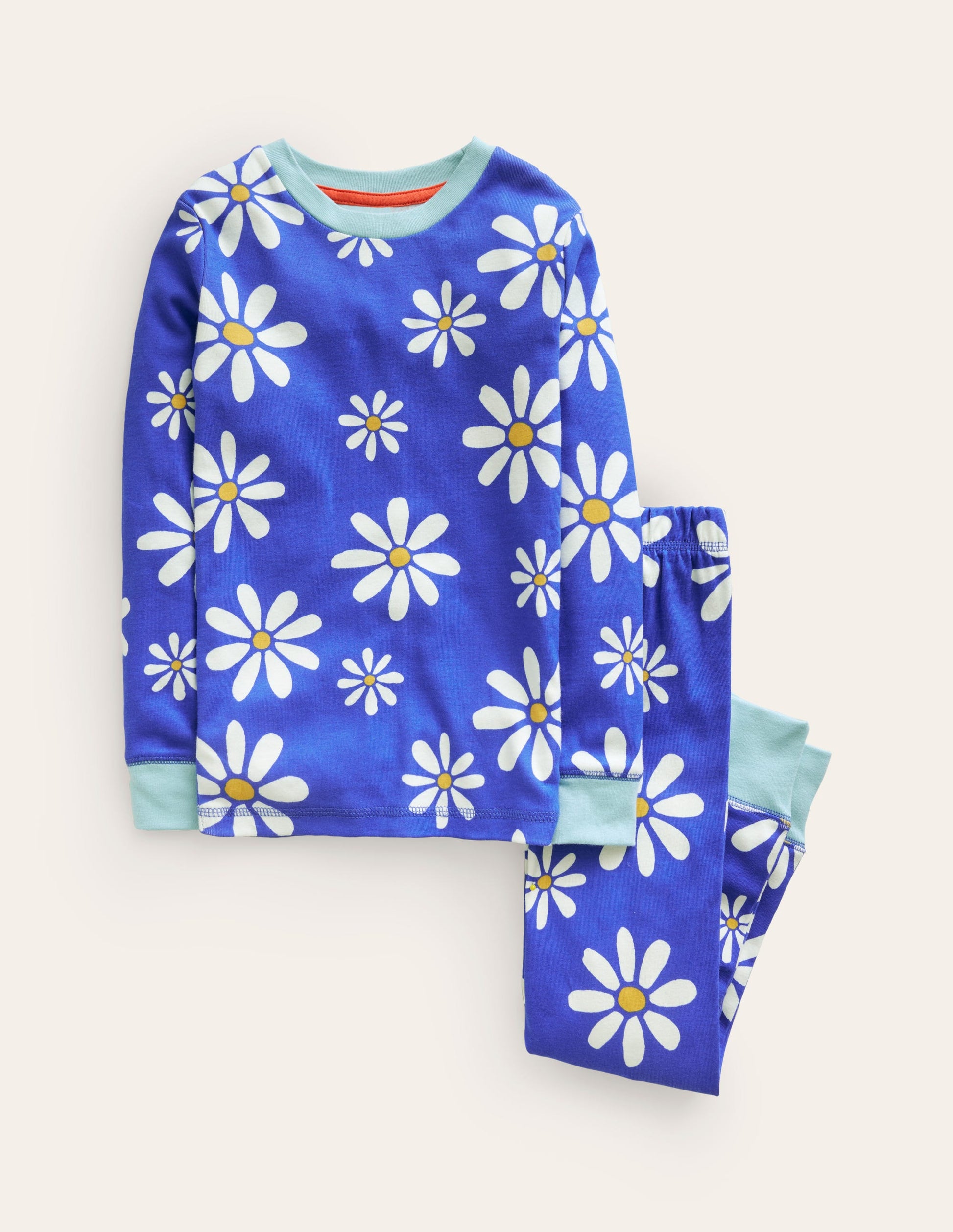 Snug Glow-In-The-Dark Pajamas-Sapphire Blue Daisies-1
