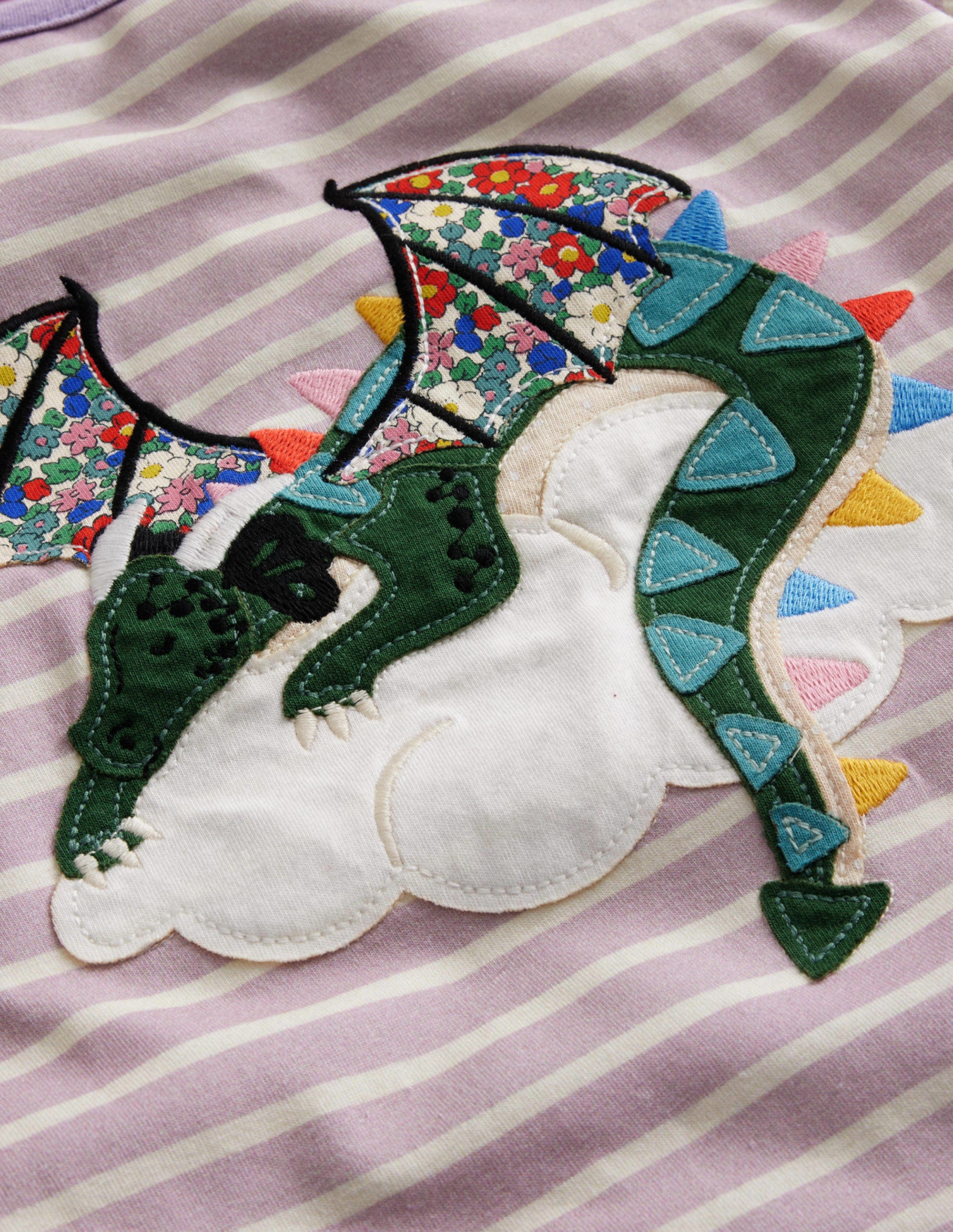 Appliqué Puff-Sleeve Top-Multi Floral Dragon - Image 3