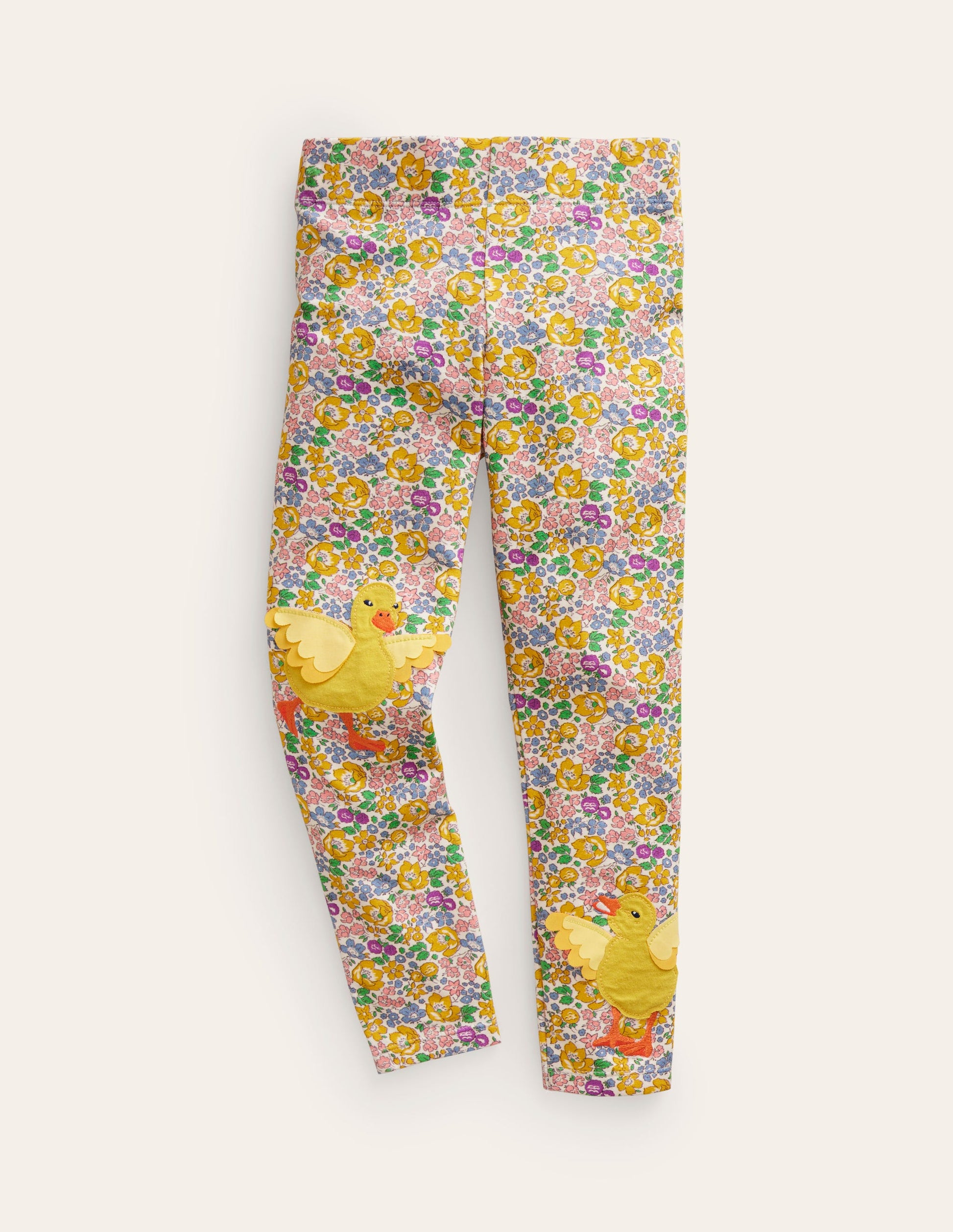 Appliqué Leggings-Yellow Spring Bloom-1