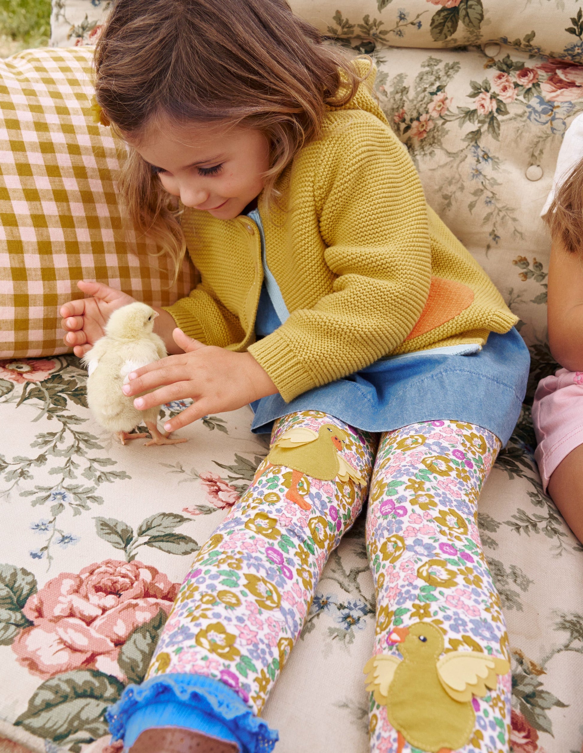 Appliqué Leggings-Yellow Spring Bloom-4