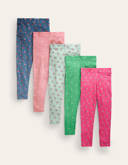 5-Pack Leggings-Multi Flowers