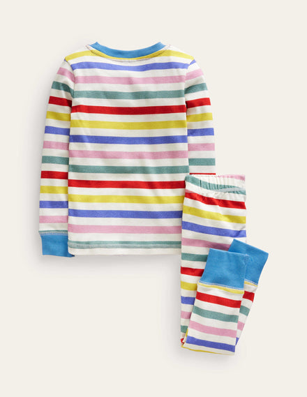 Snug Striped Long John Pajamas-Multi Stripe