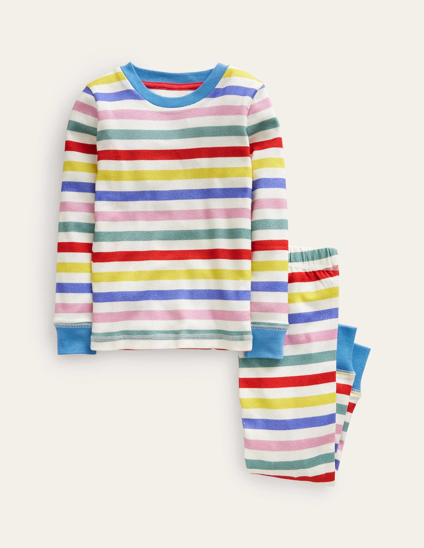 Snug Striped Long John Pajamas-Multi Stripe