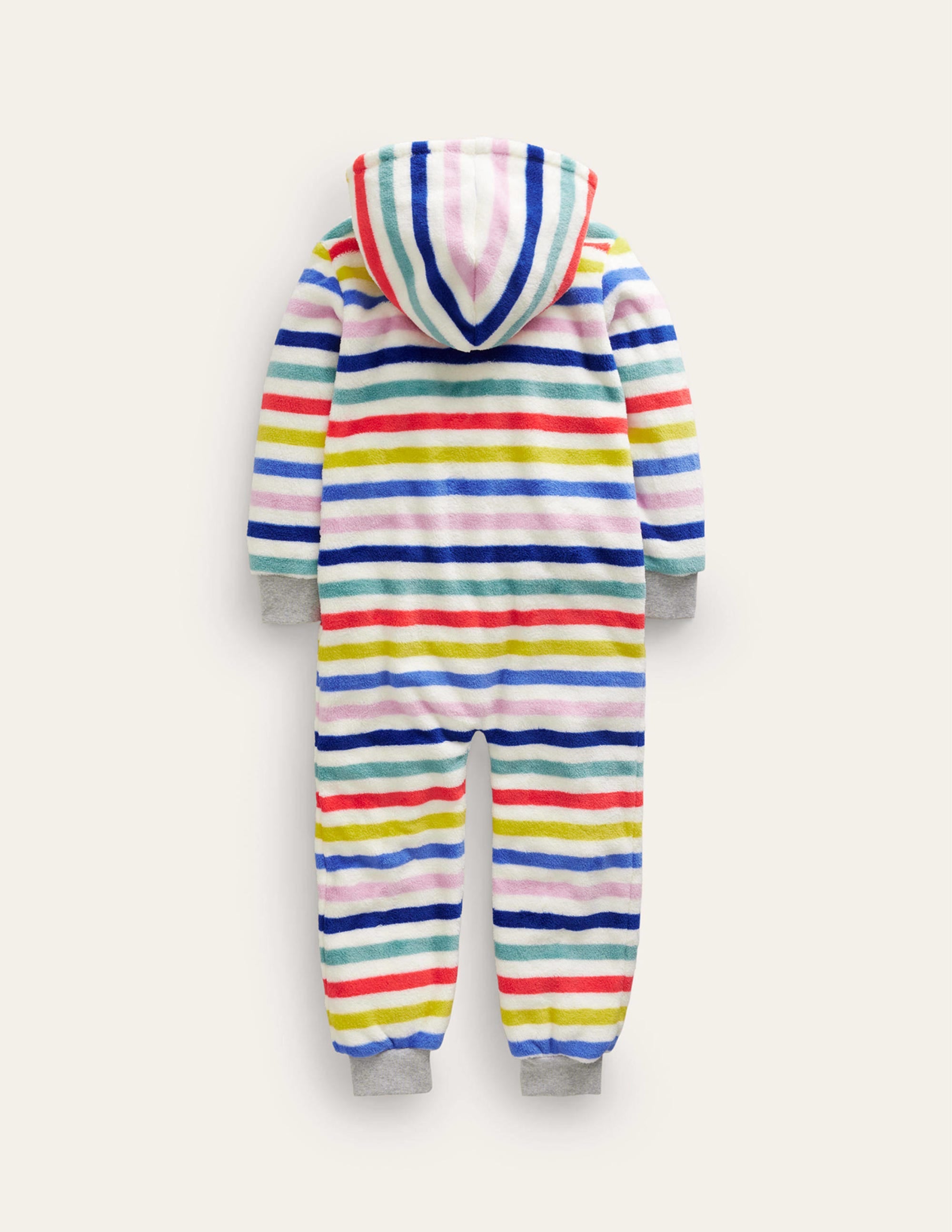 Cosy Fleece All-In-One-Multi Rainbow Stripe - Image 2