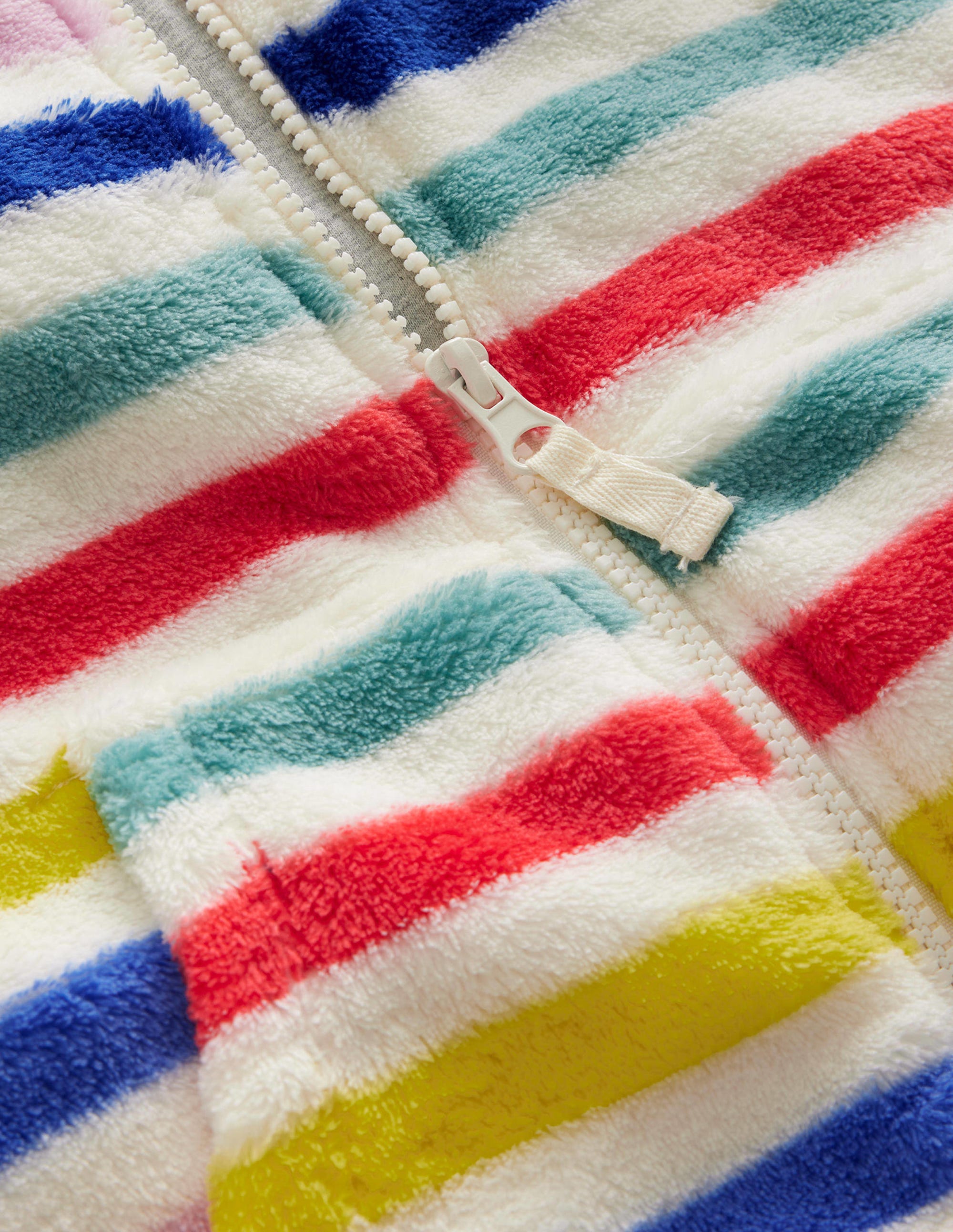 Cosy Fleece All-In-One-Multi Rainbow Stripe - Image 3