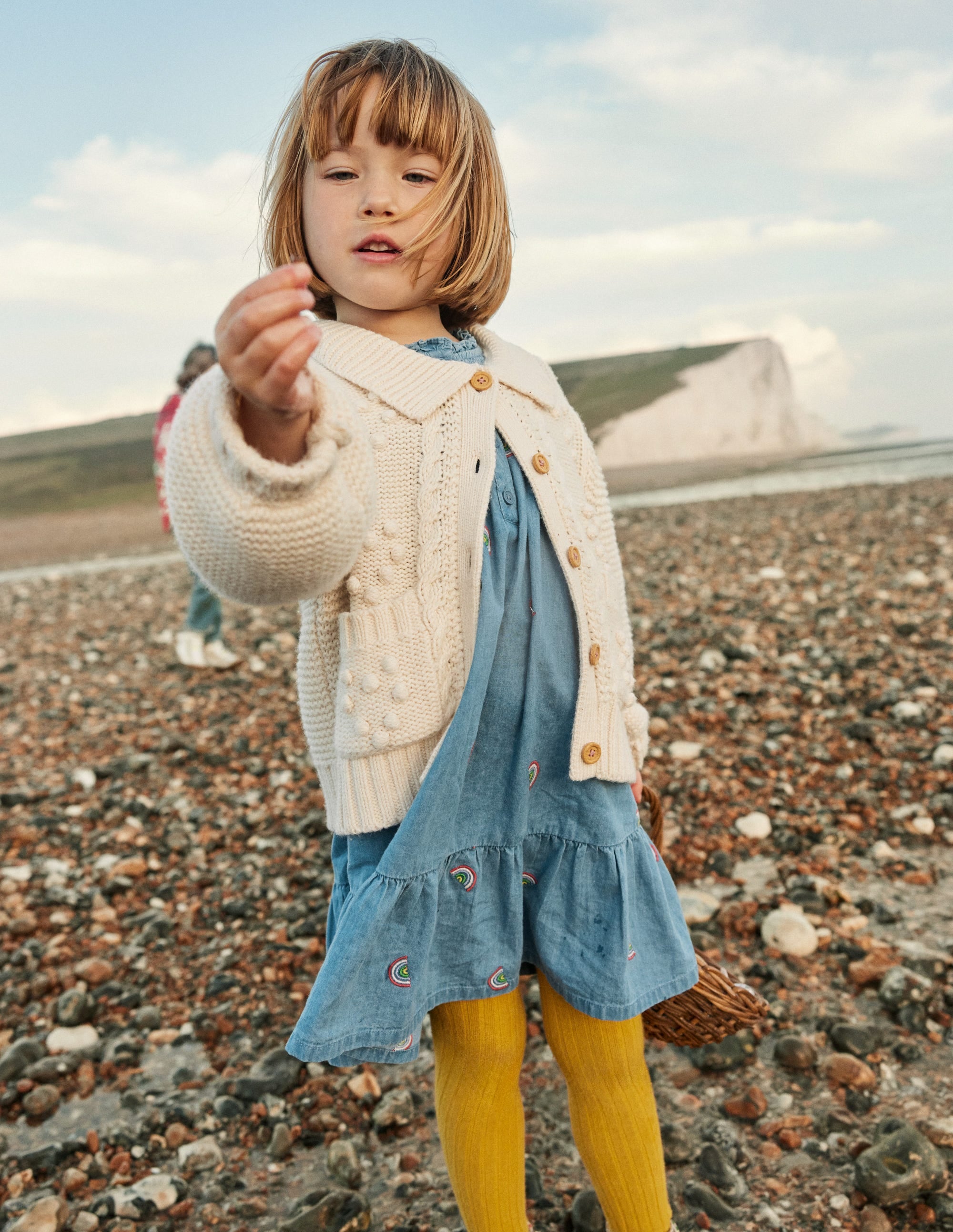 Embroidered Shirred Dress-Scattered Rainbow Embroidery - Image 4