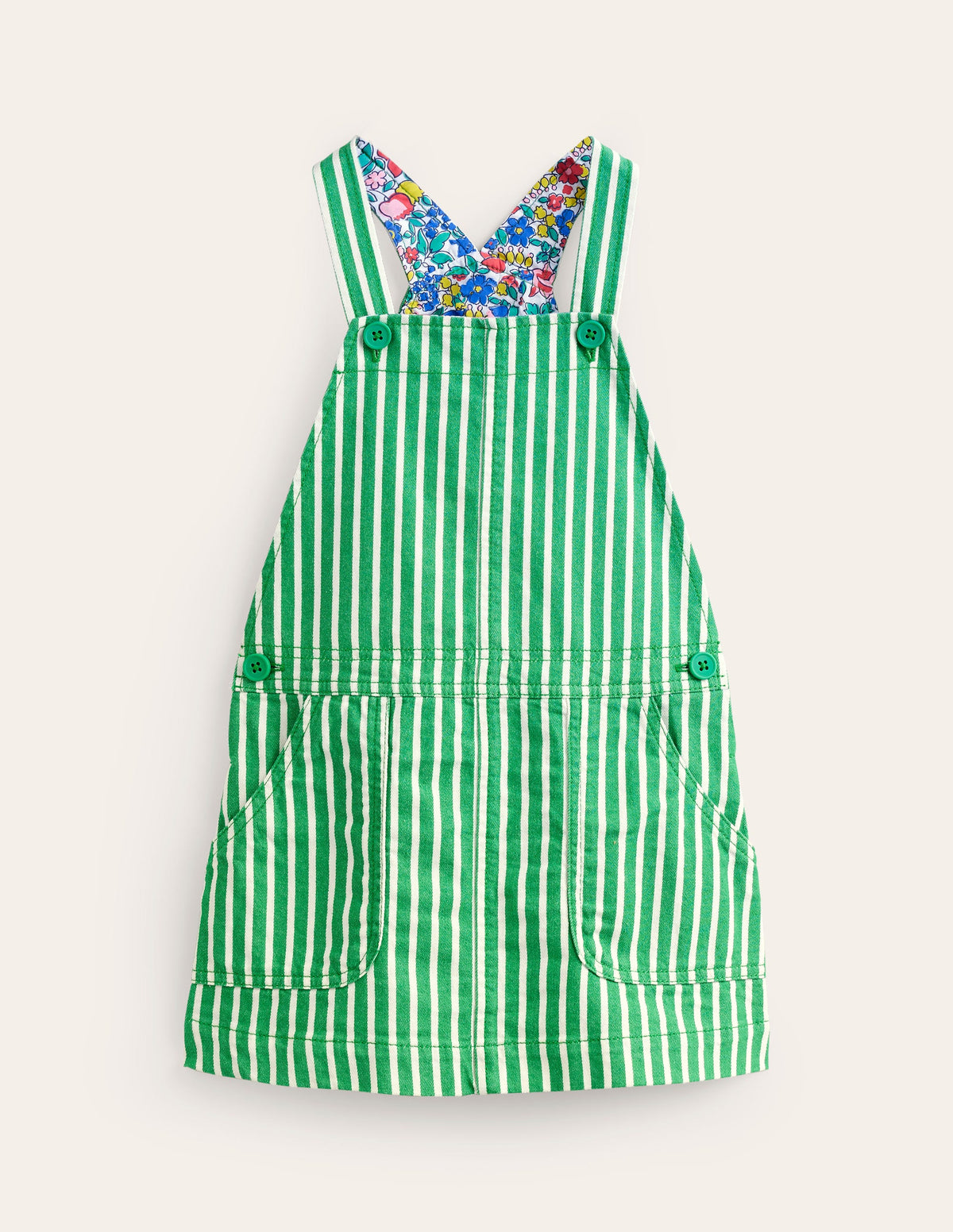 Overall Dress-Runner Bean / Ivory Stripe - Image 1